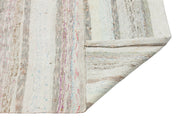 Girit Beige Striped Wool Handmade Area Rug 5'8" x 9'2"