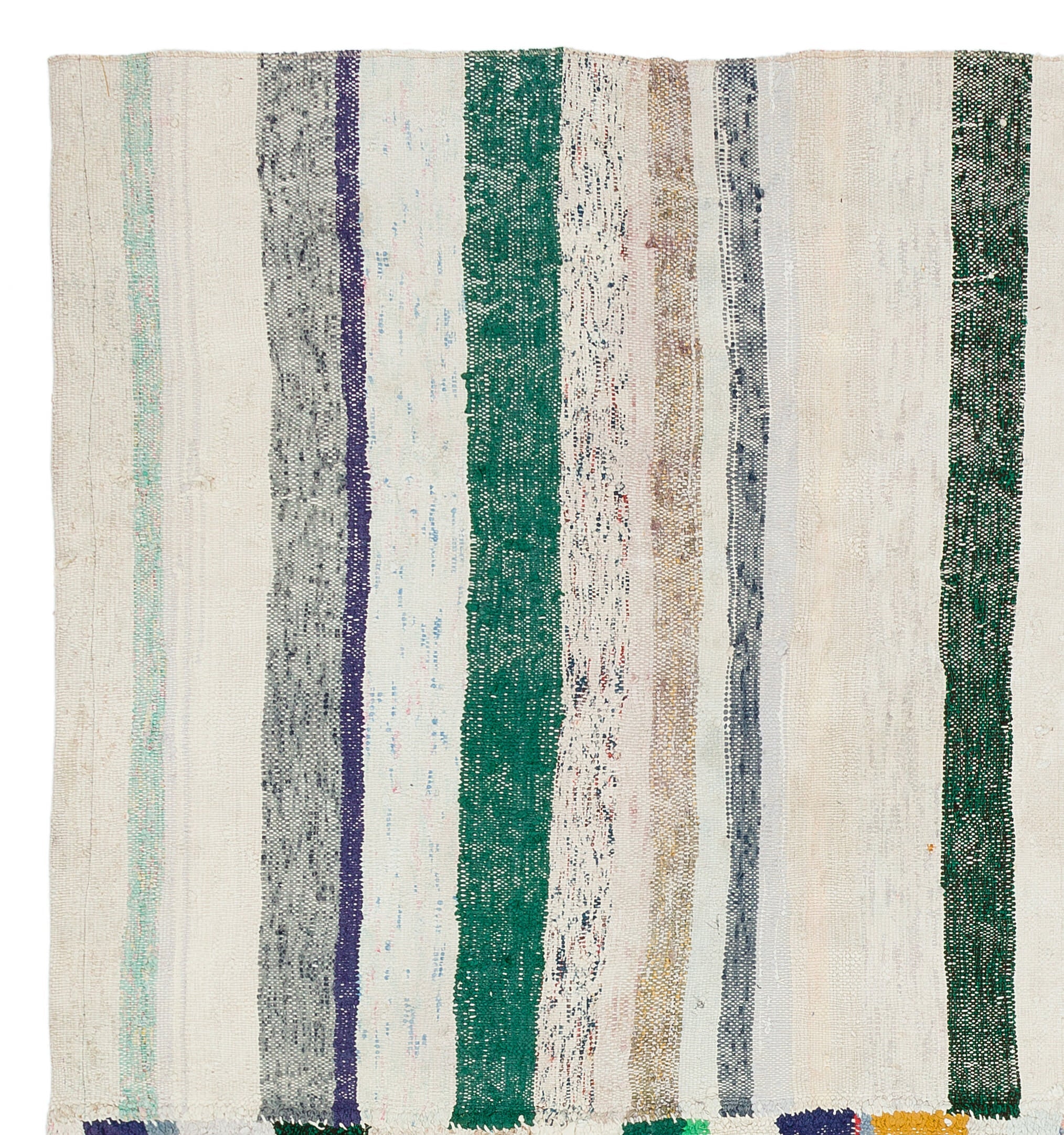 Girit Beige Striped Wool Handmade Area Rug 6'4" x 5'10"