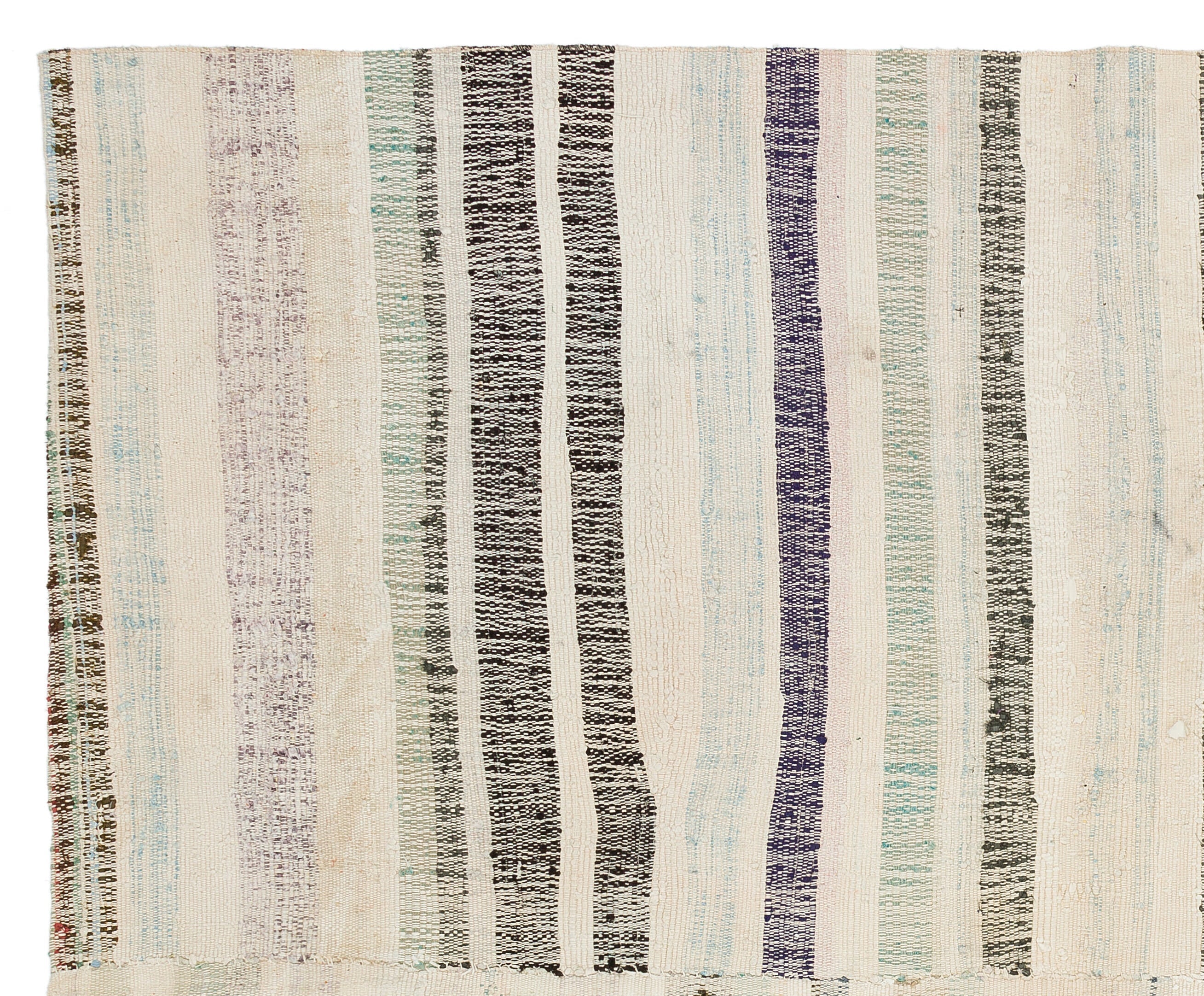 Girit Beige Striped Wool Handmade Area Rug 5'4" x 8'9"