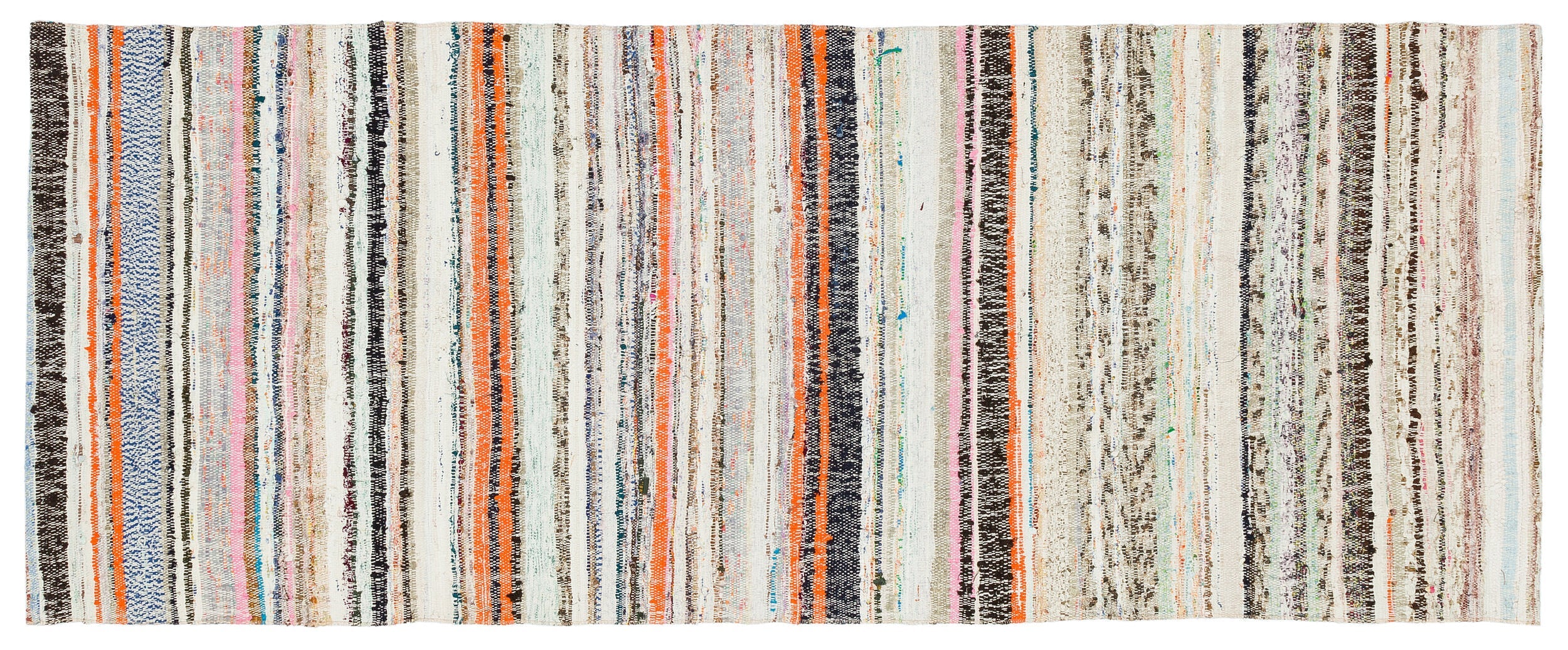 Girit Beige Striped Wool Handmade Area Rug 2'9" x 7'1"