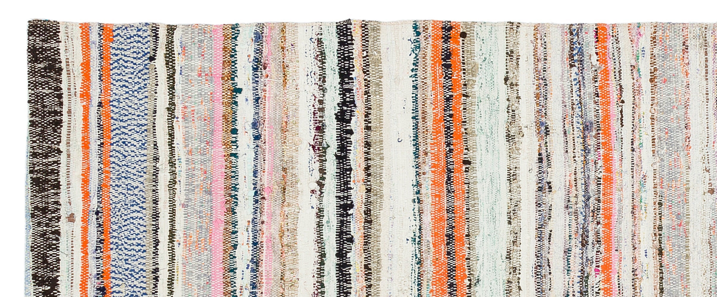Girit Beige Striped Wool Handmade Area Rug 2'9" x 7'1"