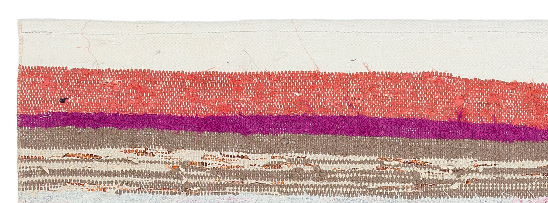 Girit Beige Striped Wool Handmade Area Rug 1'10" x 5'7"
