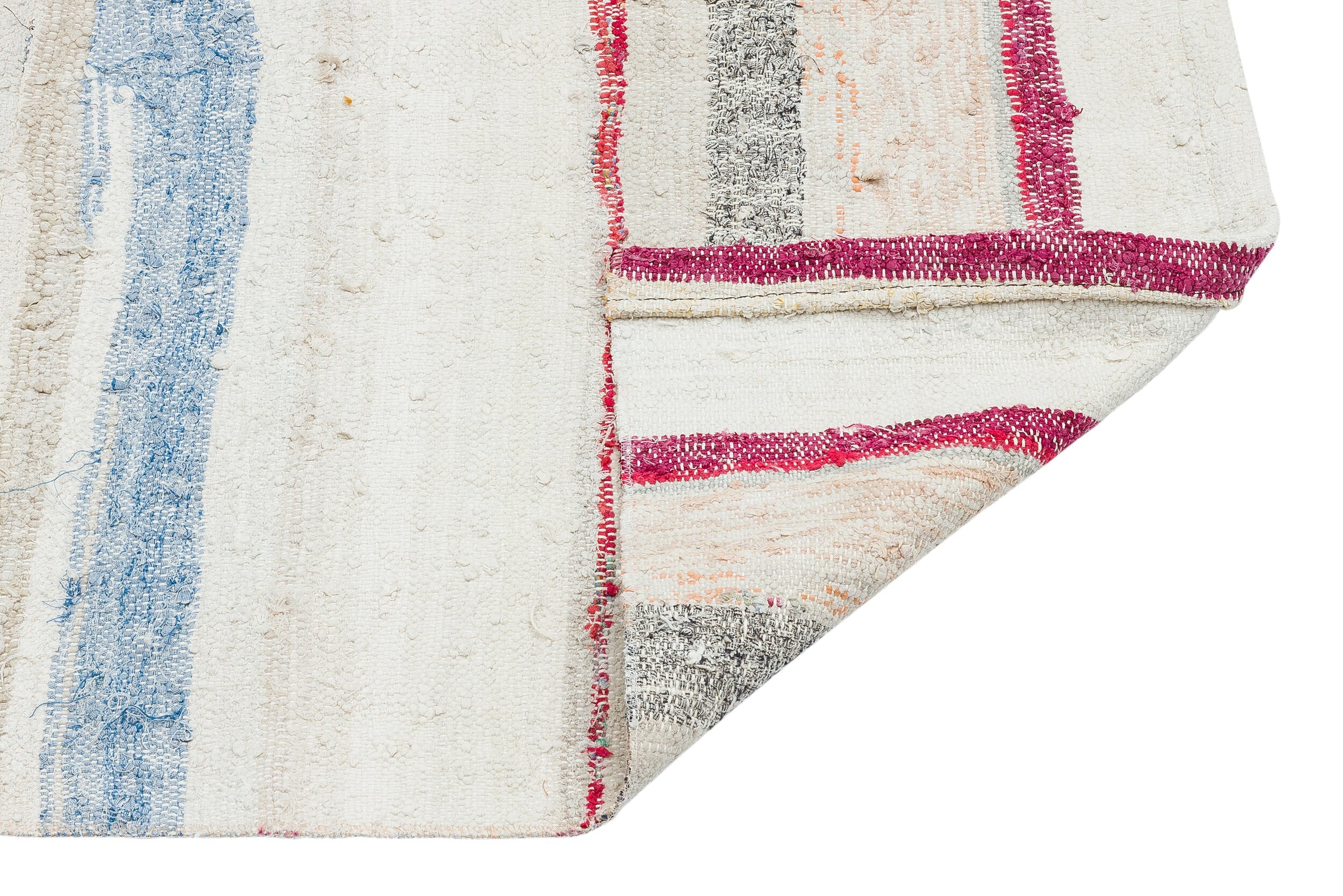 Girit Beige Striped Wool Handmade Area Rug 2'2" x 5'11"