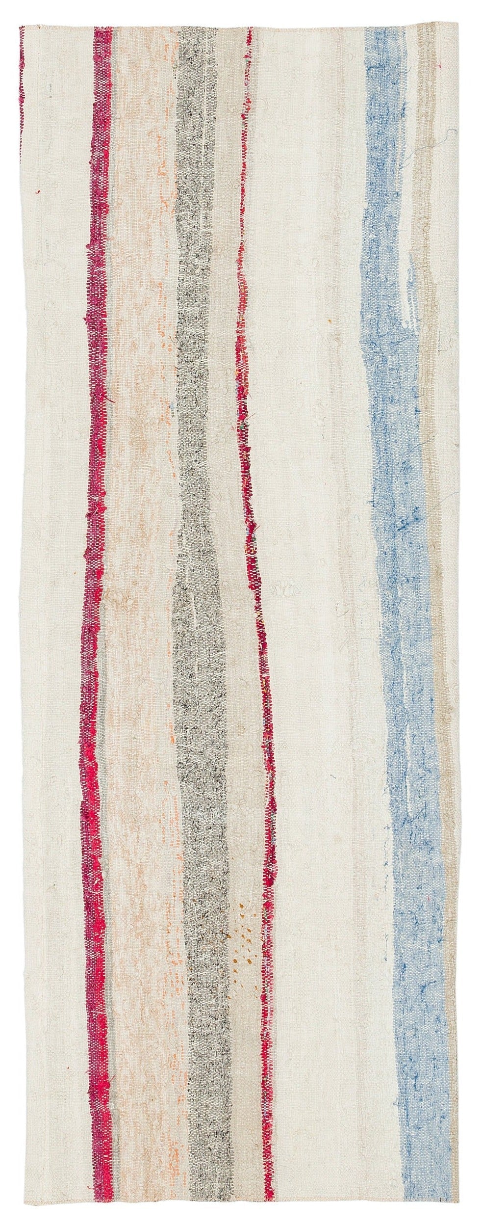 Girit Beige Striped Wool Handmade Area Rug 2'2" x 5'11"
