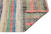 Girit Beige Striped Wool Handmade Area Rug 6'4" x 6'9"