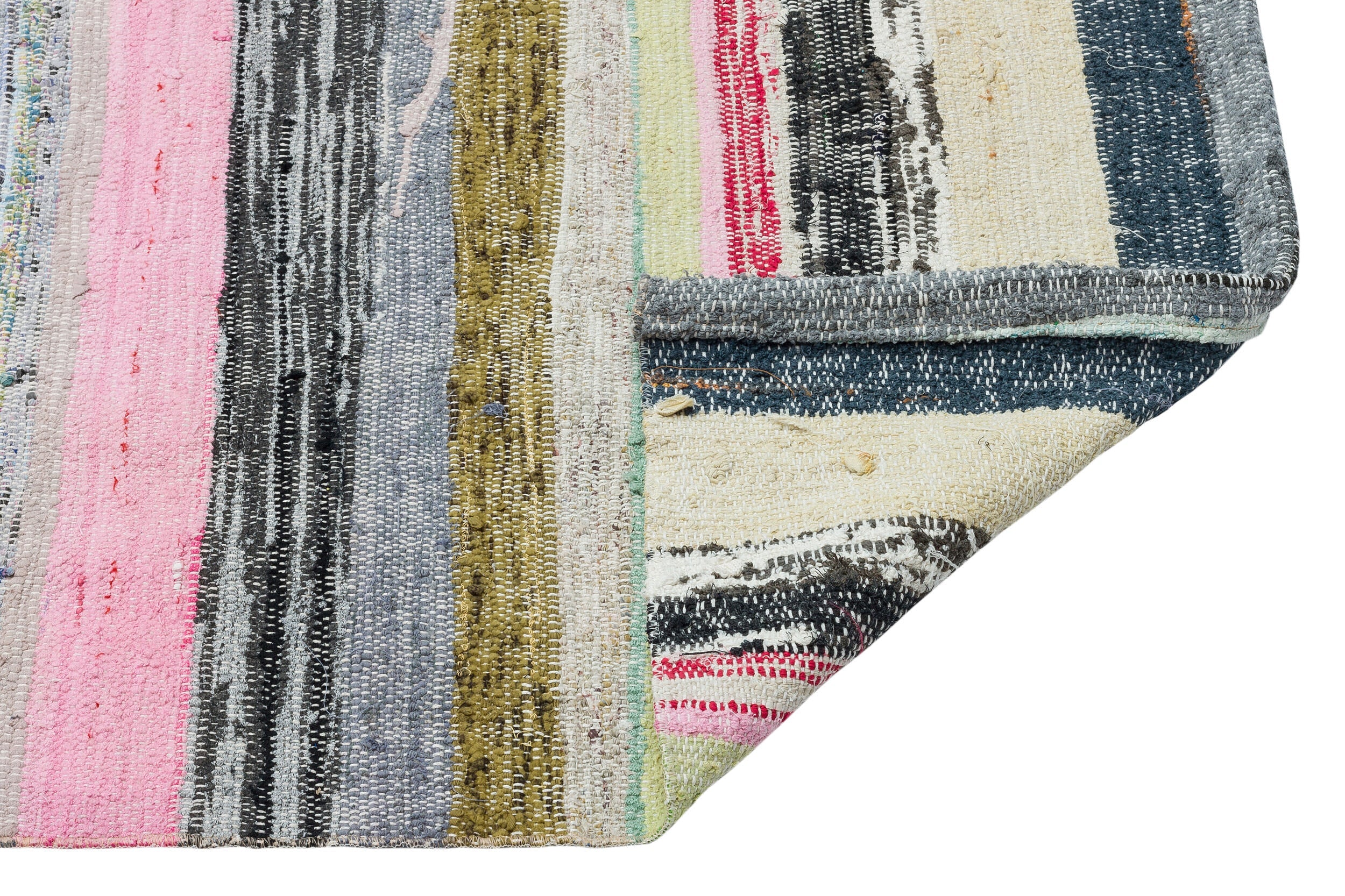 Girit Beige Striped Wool Handmade Area Rug 5'10" x 10'4"