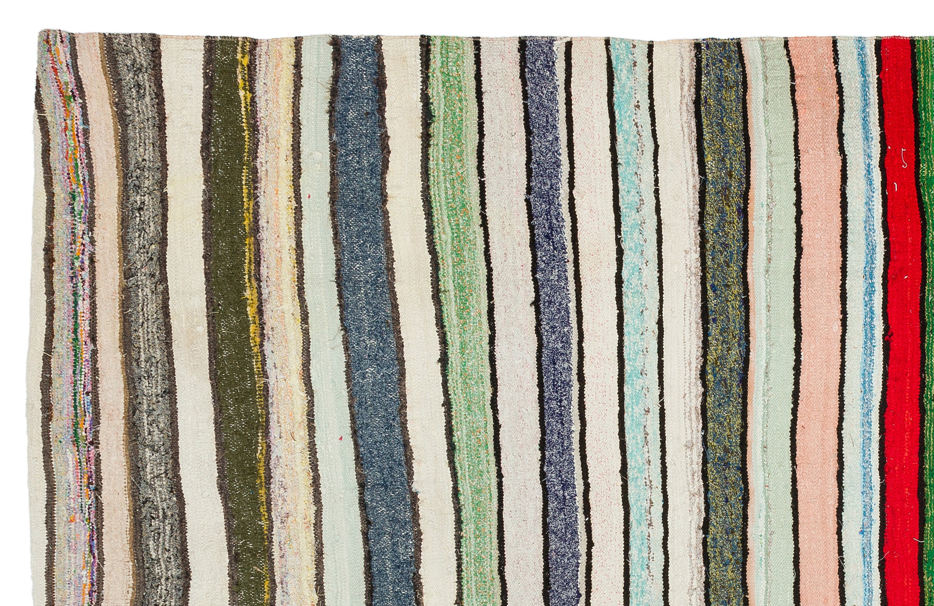 Girit Beige Striped Wool Handmade Area Rug 5'9" x 9'0"