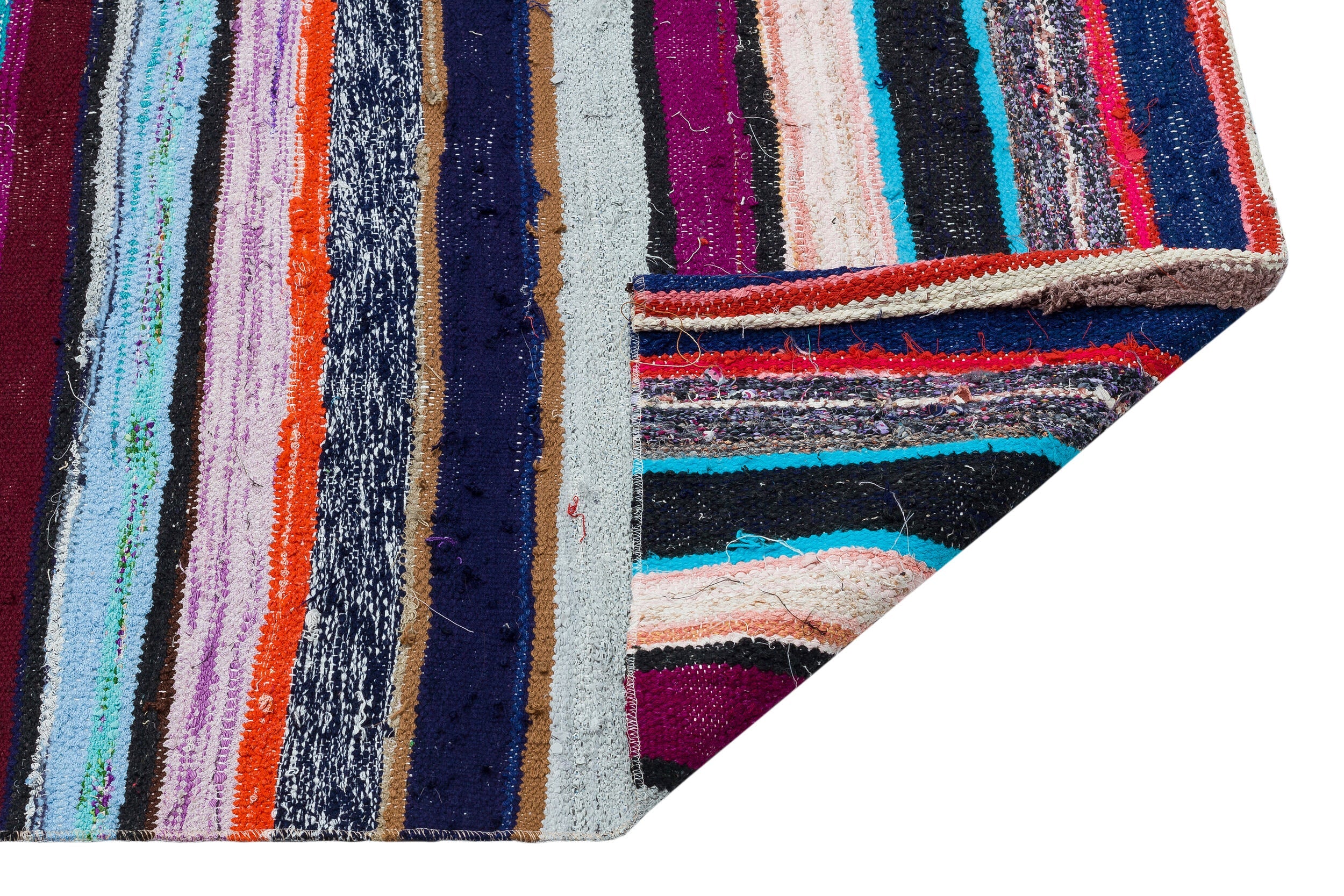 Girit Beige Striped Wool Handmade Area Rug 5'10" x 8'7"