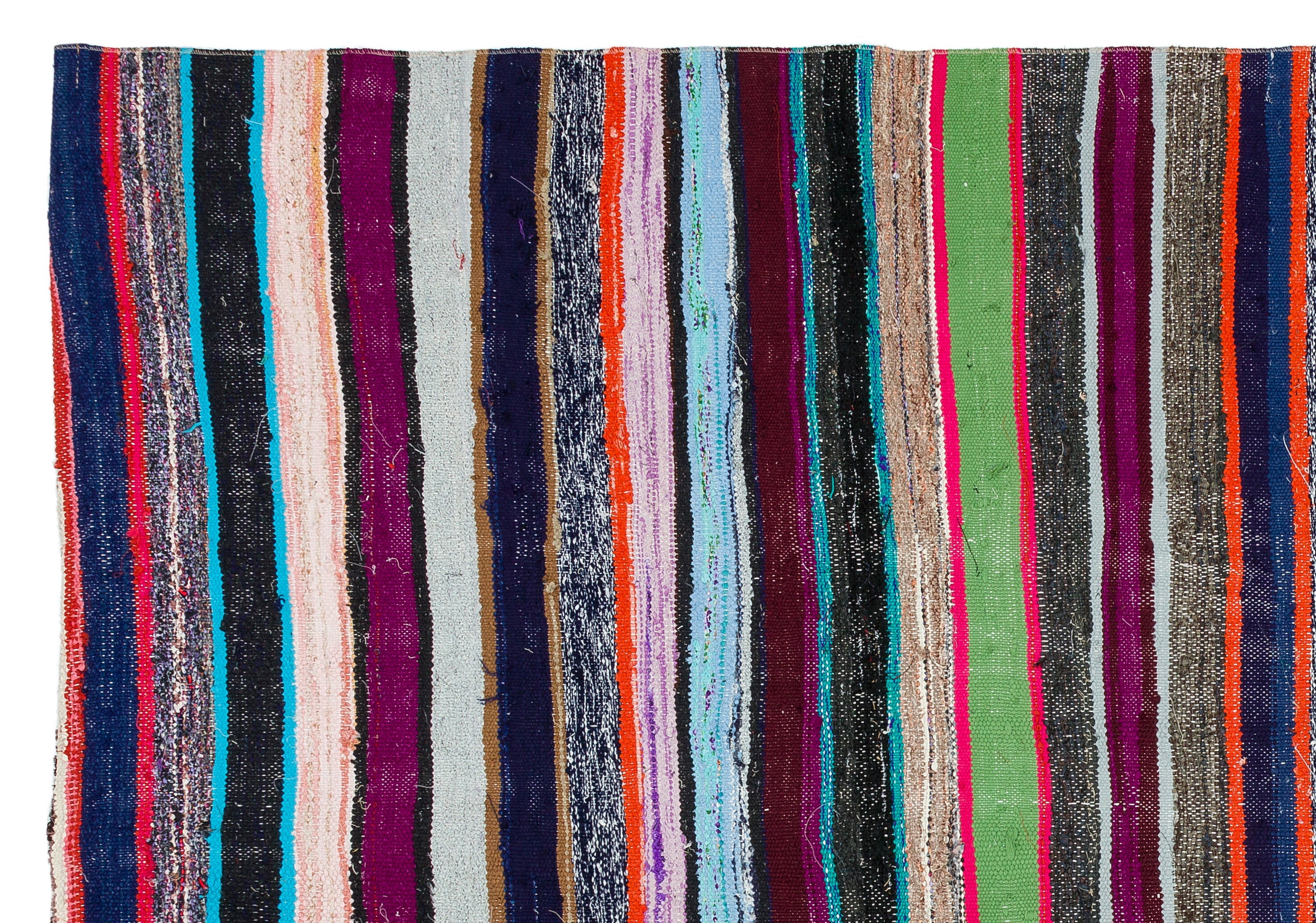 Girit Beige Striped Wool Handmade Area Rug 5'10" x 8'7"