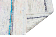 Girit Beige Striped Wool Handmade Area Rug 5'2" x 8'4"