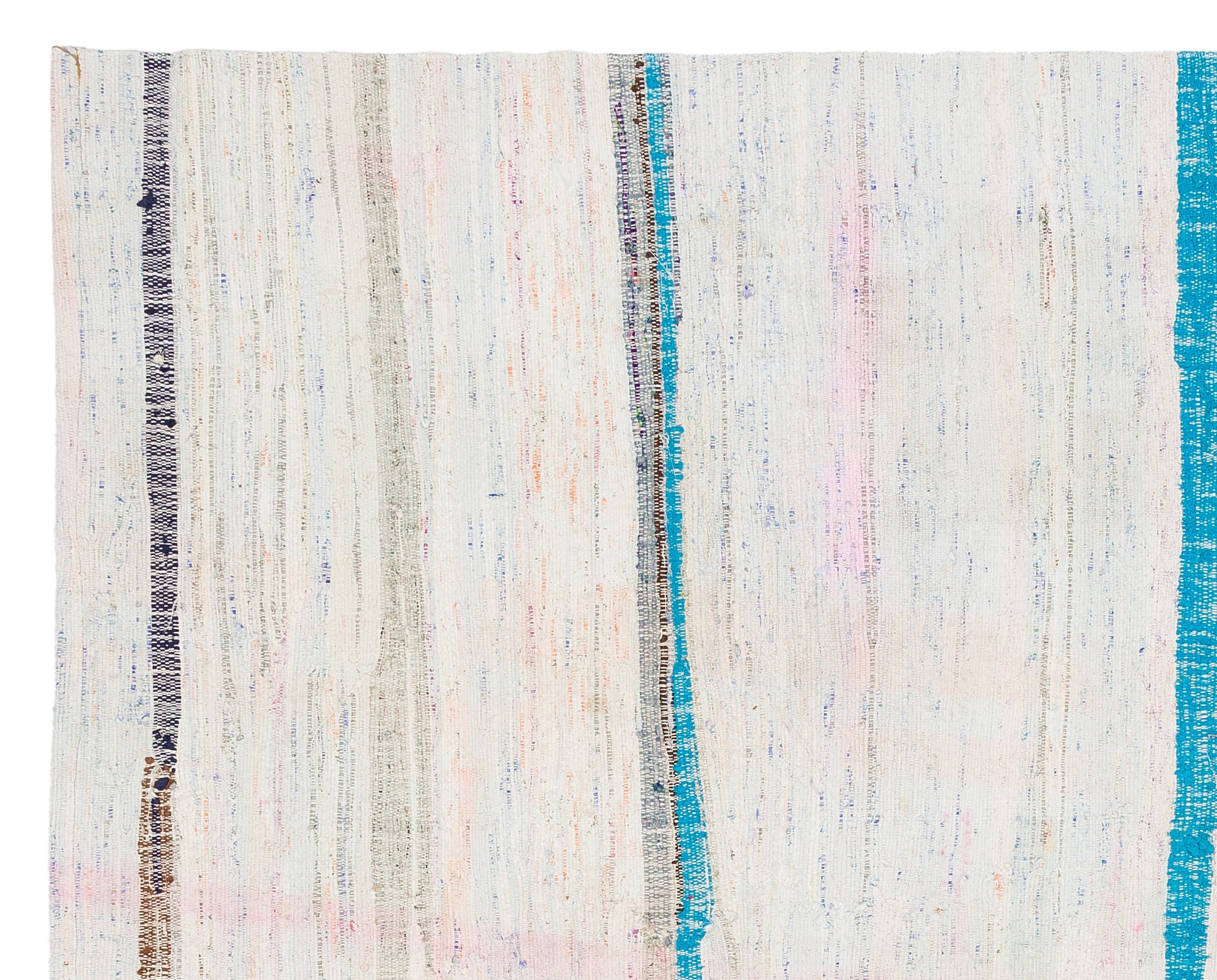 Girit Beige Striped Wool Handmade Area Rug 5'2" x 8'4"