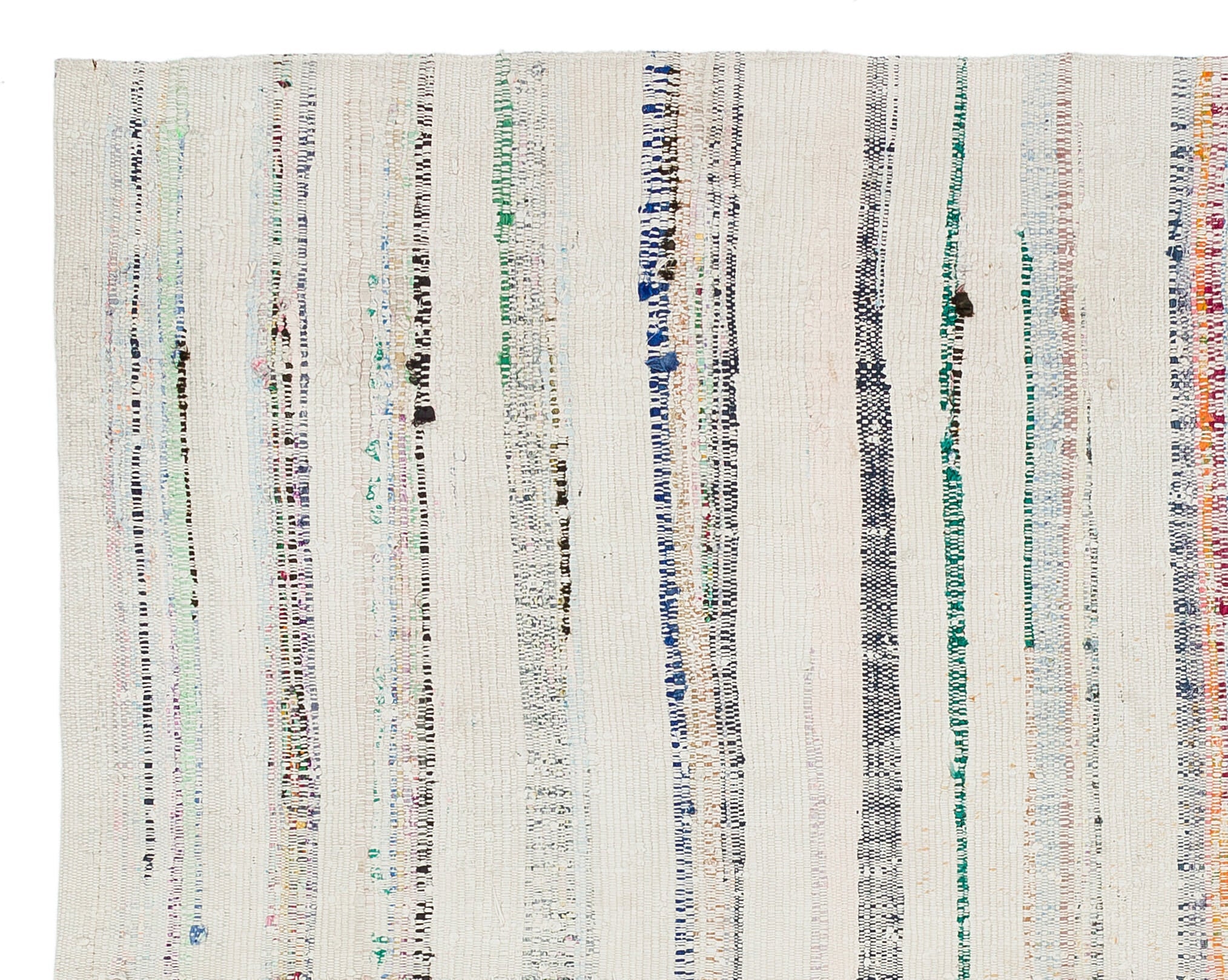 Girit Beige Striped Wool Handmade Area Rug 4'9" x 6'0"