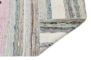 Girit Beige Striped Wool Handmade Area Rug 5'4" x 8'8"