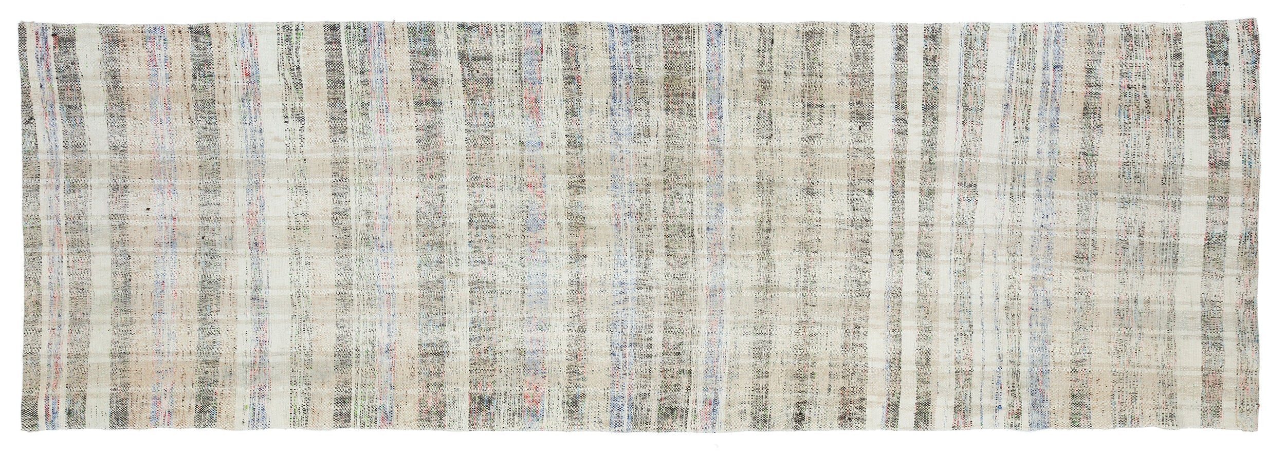 Girit Beige Striped Wool Handmade Area Rug 3'6" x 10'6"