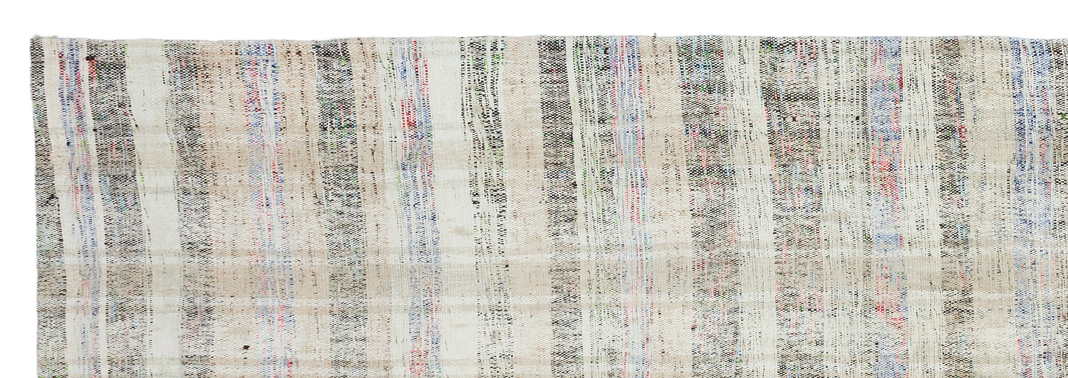 Girit Beige Striped Wool Handmade Area Rug 3'6" x 10'6"
