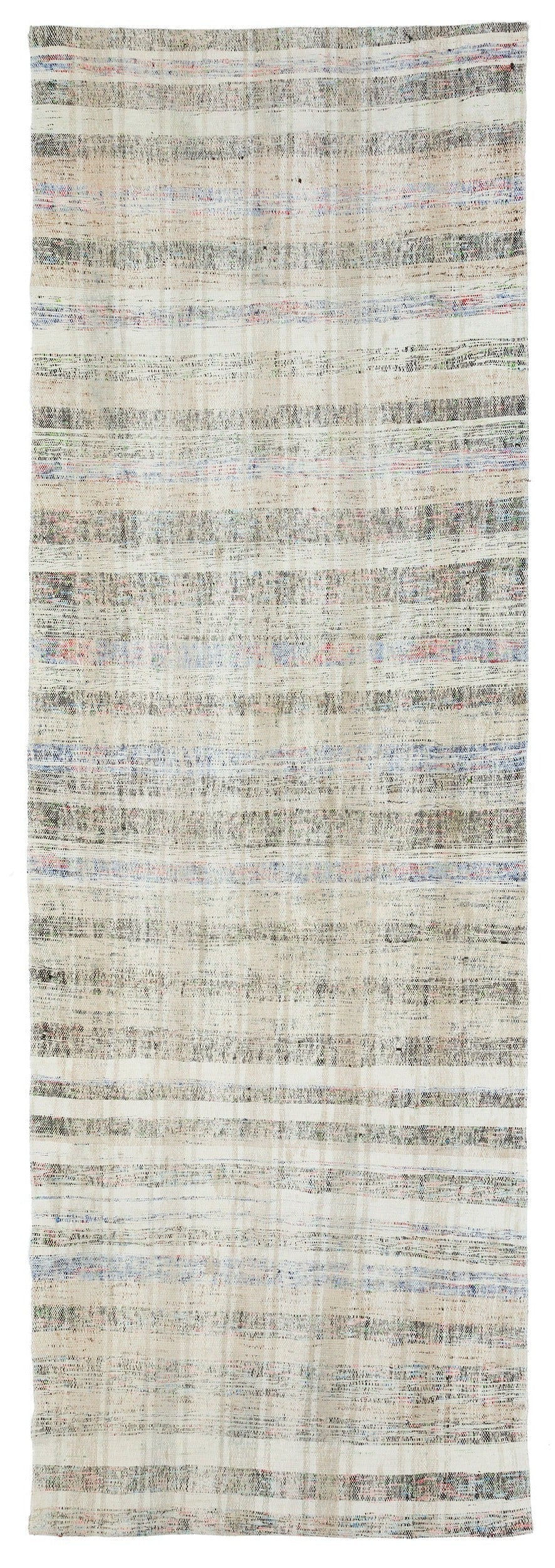 Girit Beige Striped Wool Handmade Area Rug 3'6" x 10'6"