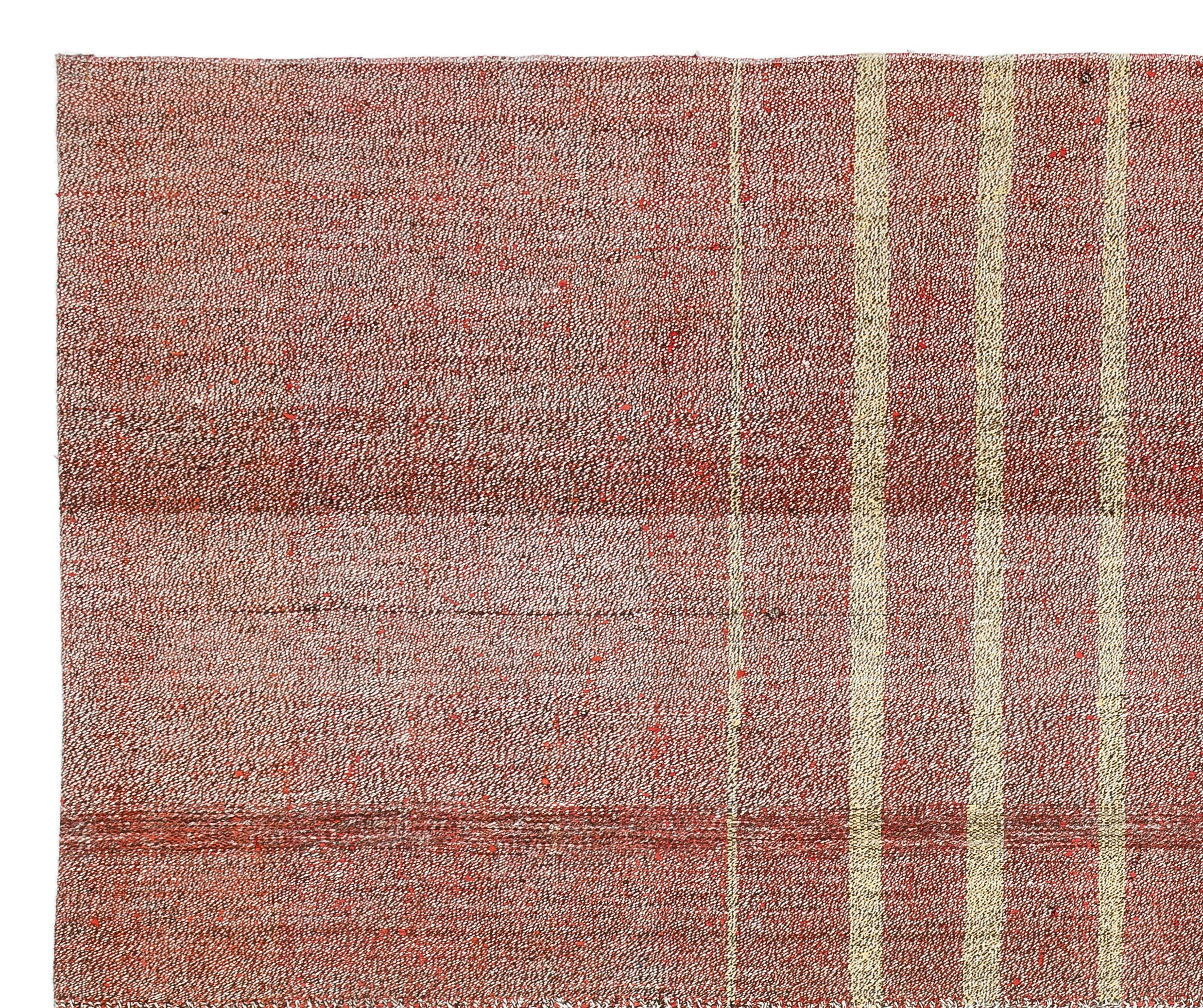 Girit Beige Striped Wool Handmade Area Rug 5'3" x 8'4"