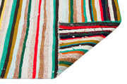 Girit White Striped Wool Handmade Area Rug 3'5" x 7'1"