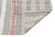 Girit Beige Striped Wool Handmade Area Rug 6'8" x 9'2"