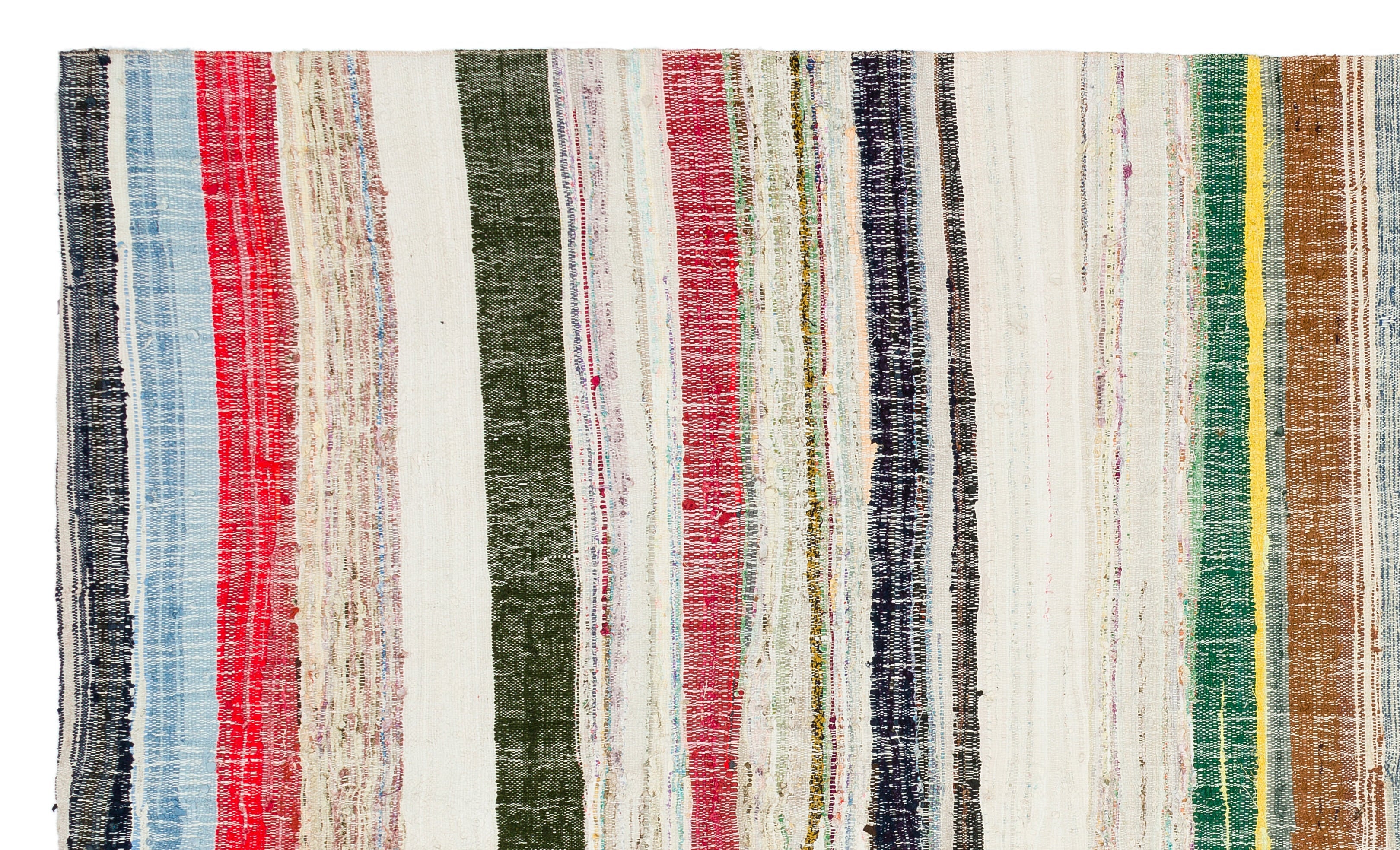 Girit Beige Striped Wool Handmade Area Rug 5'7" x 9'6"