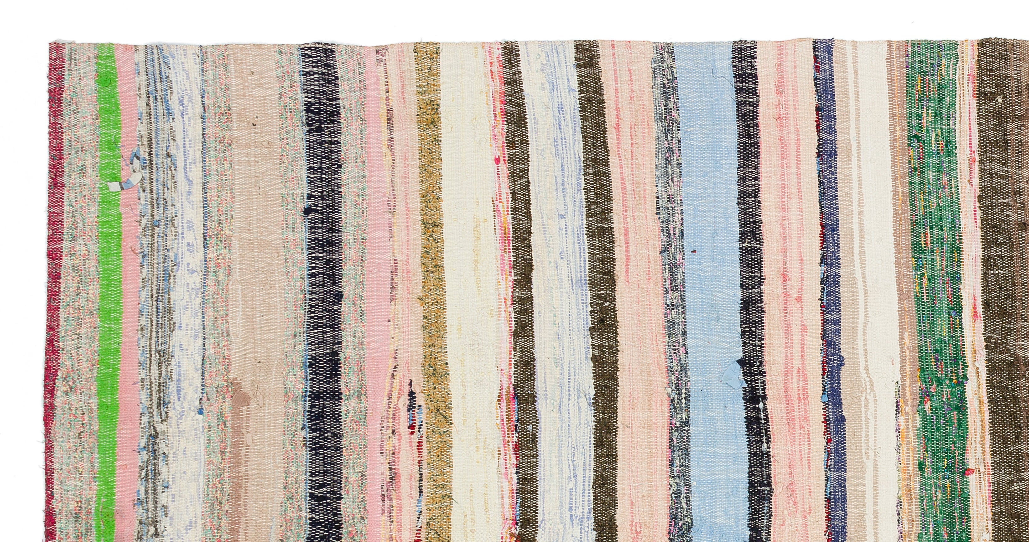 Girit Beige Striped Wool Handmade Area Rug 5'4" x 8'9"