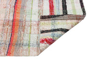 Girit Beige Striped Wool Handmade Area Rug 6'10" x 7'2"