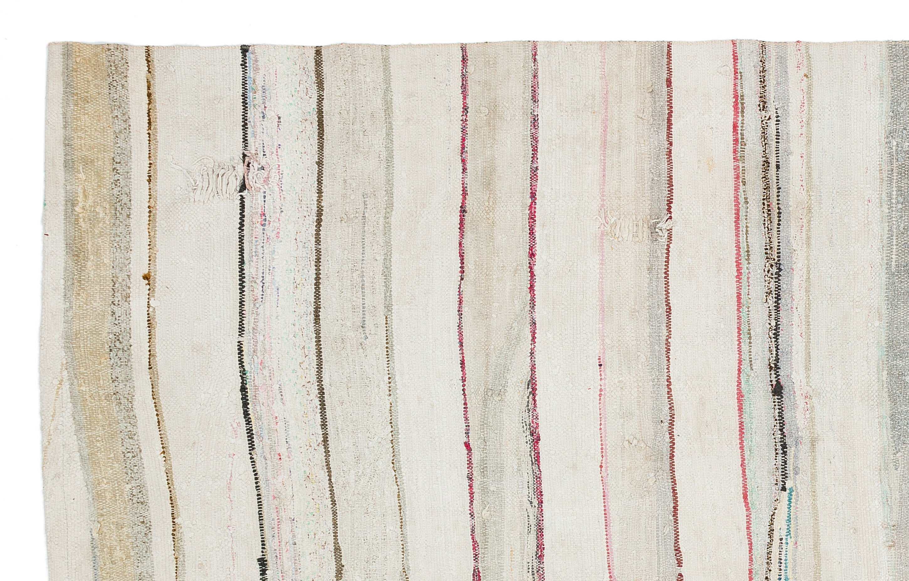 Girit 37159 Beige Striped Wool Handmade Area Rug 5'3" x 8'6"