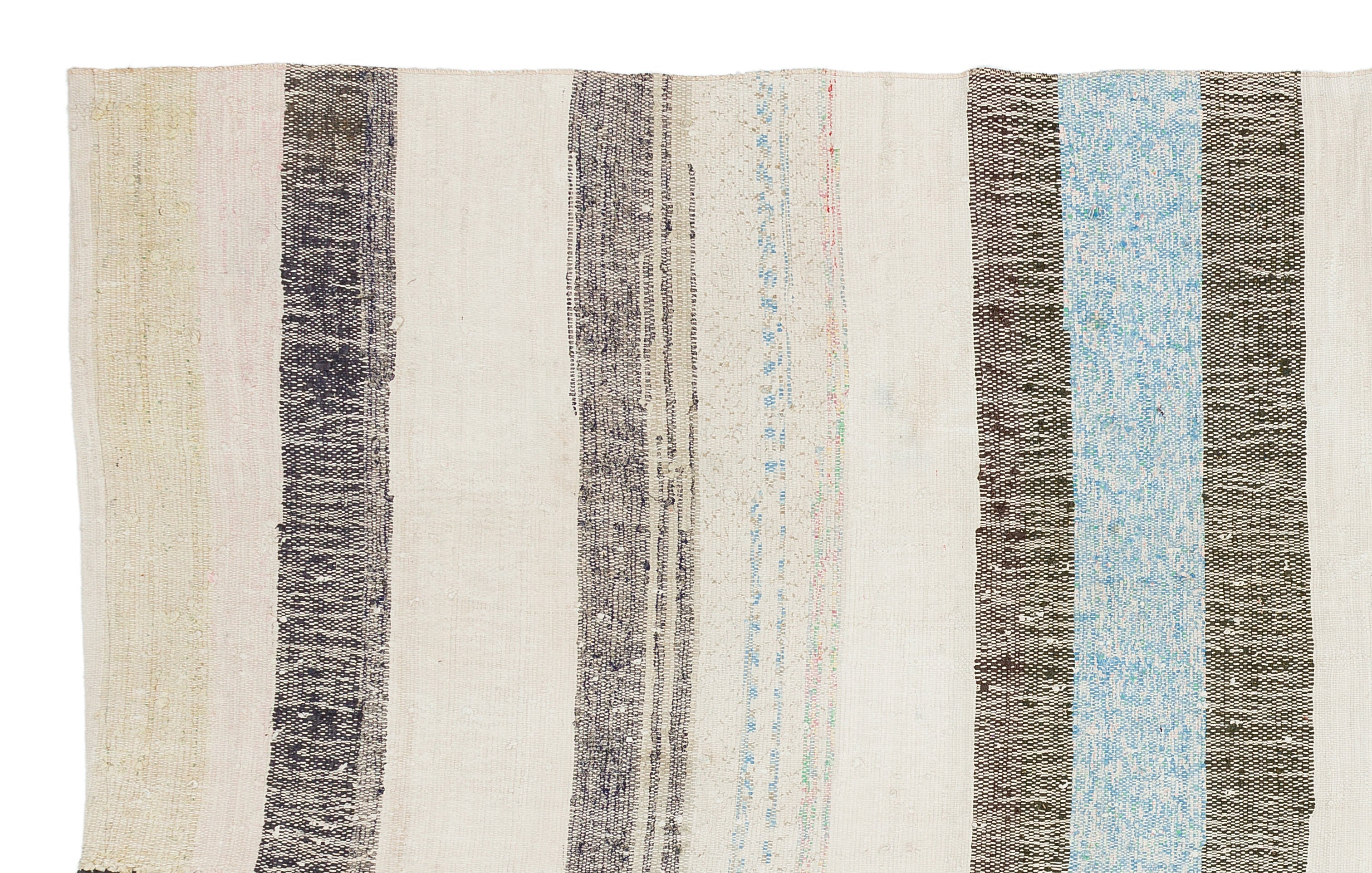 Girit Beige Striped Wool Handmade Area Rug 5'6" x 8'10"