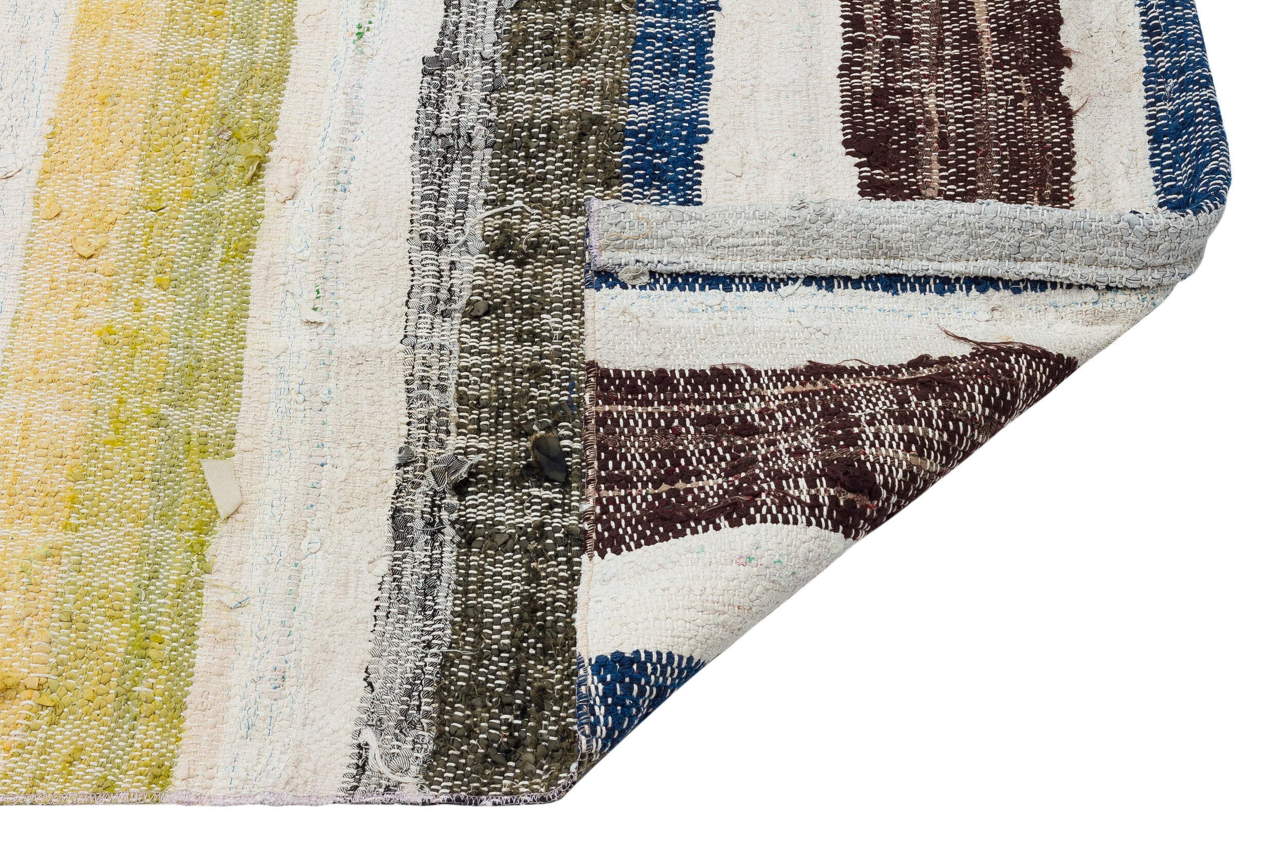 Girit Beige Striped Wool Handmade Area Rug 5'9" x 9'7"