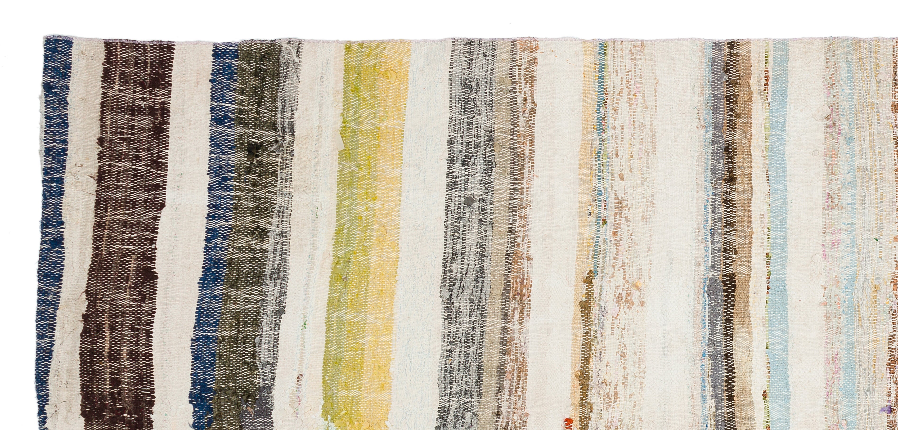 Girit Beige Striped Wool Handmade Area Rug 5'9" x 9'7"