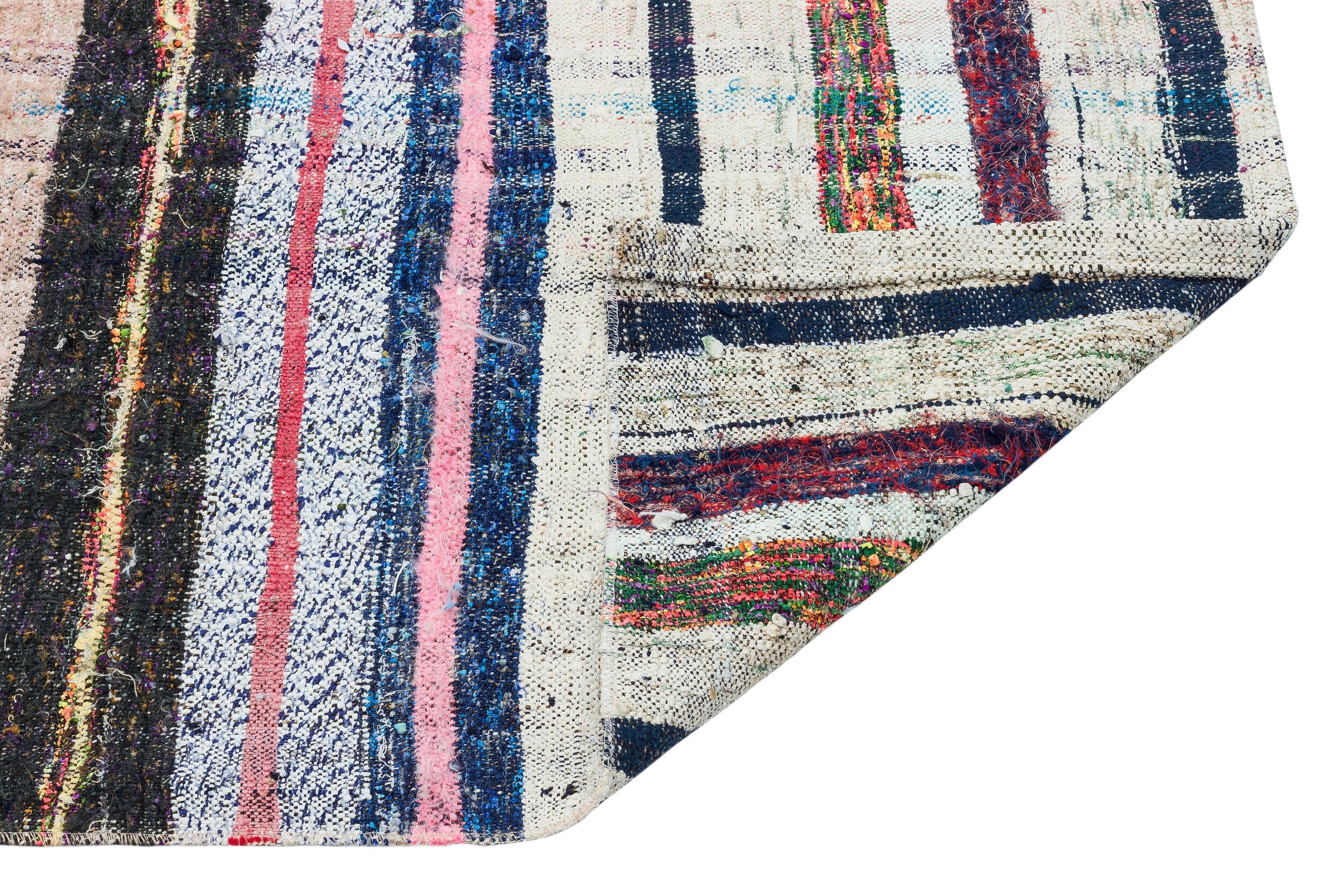 Girit Beige Striped Wool Handmade Area Rug 3'0" x 9'0"