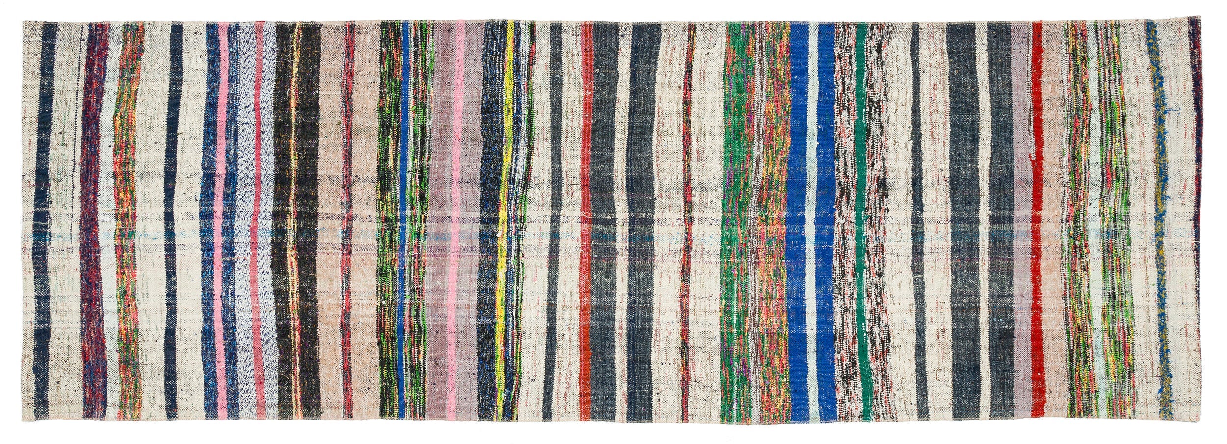 Girit Beige Striped Wool Handmade Area Rug 3'0" x 9'0"