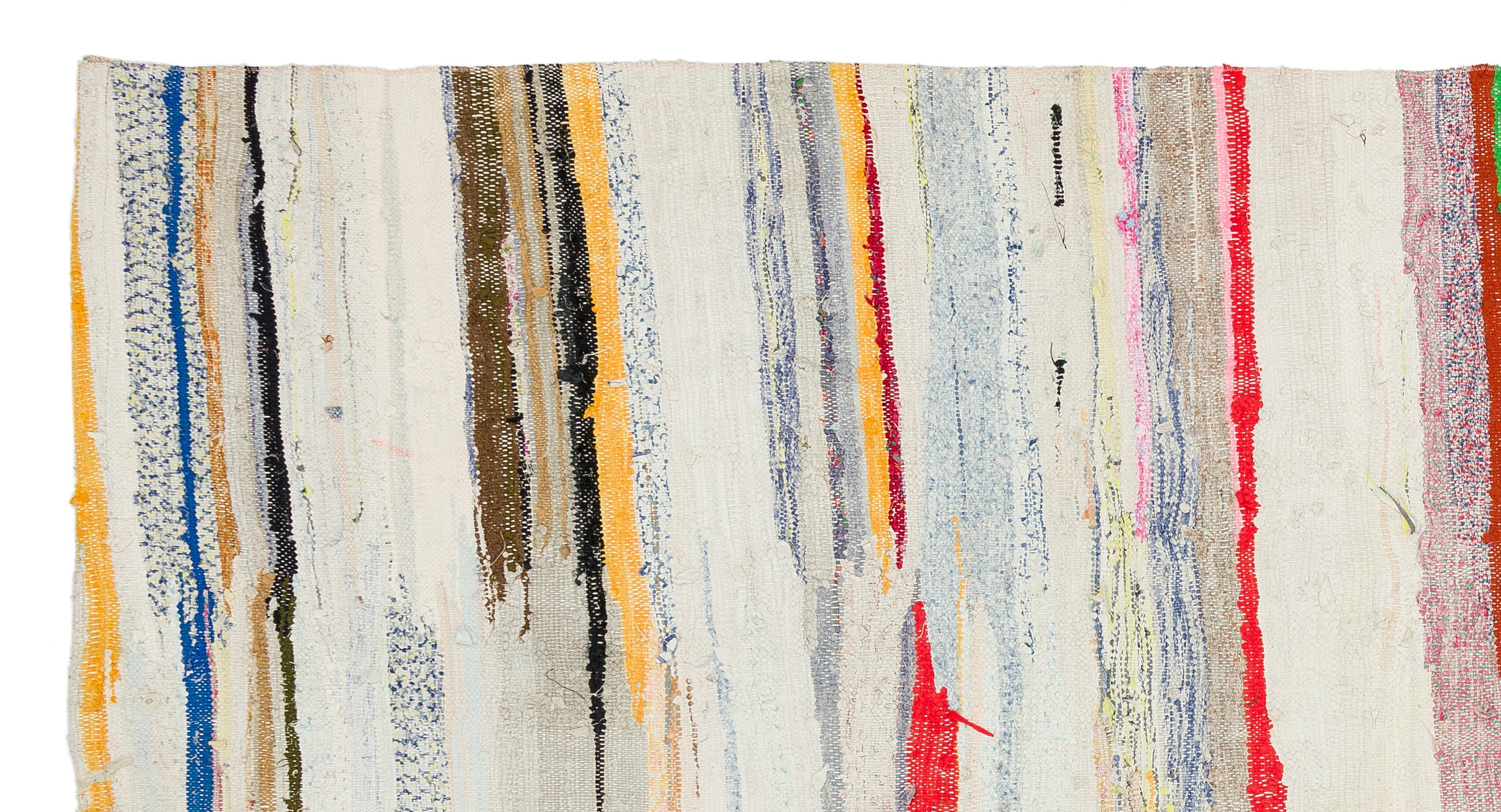 Girit Beige Striped Wool Handmade Area Rug 5'1" x 9'8"