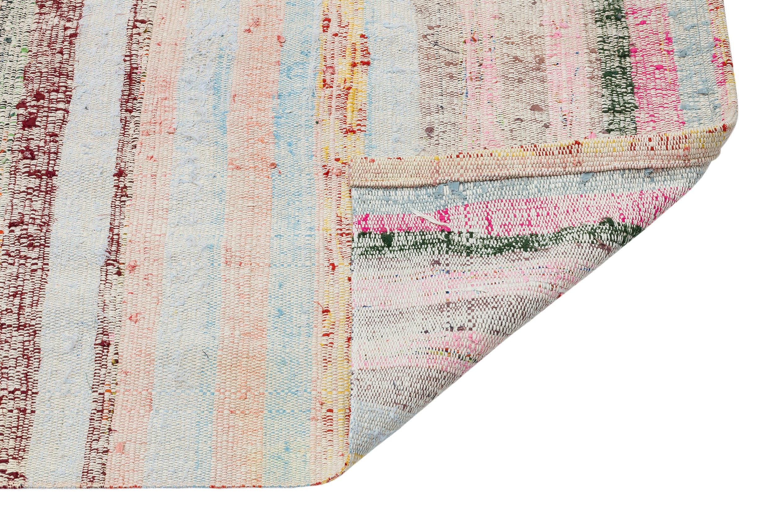 Girit Beige Striped Wool Handmade Area Rug 3'1" x 9'5"
