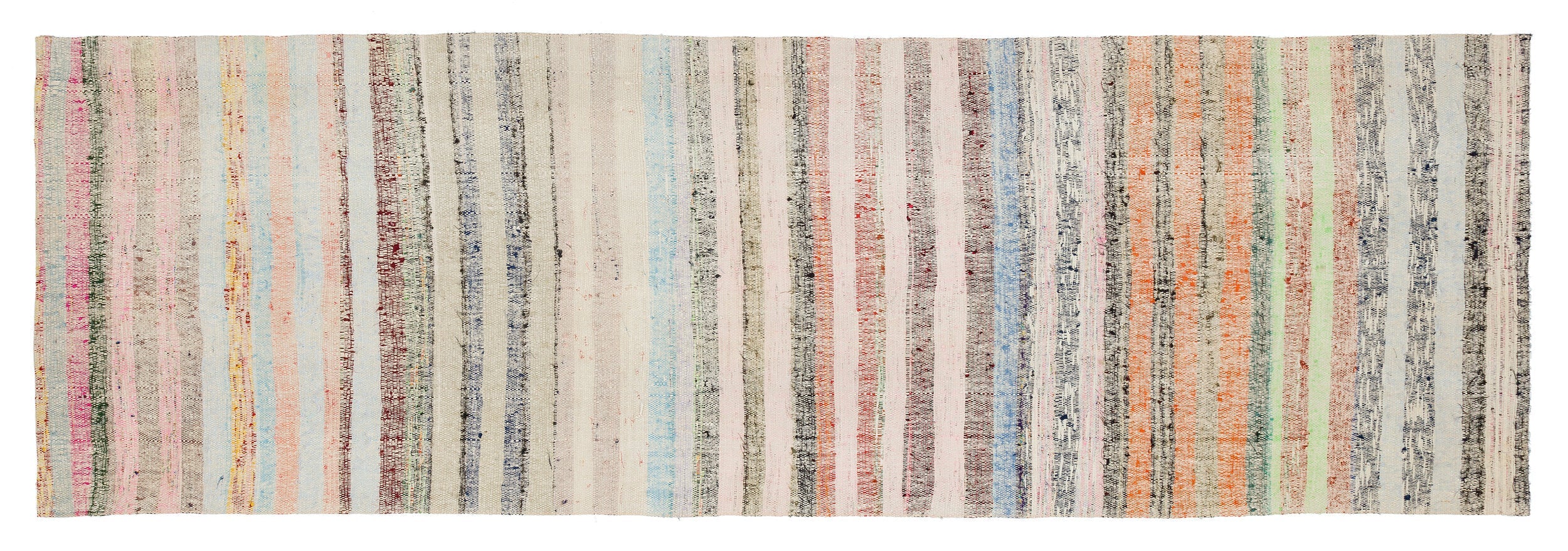 Girit Beige Striped Wool Handmade Area Rug 3'1" x 9'5"
