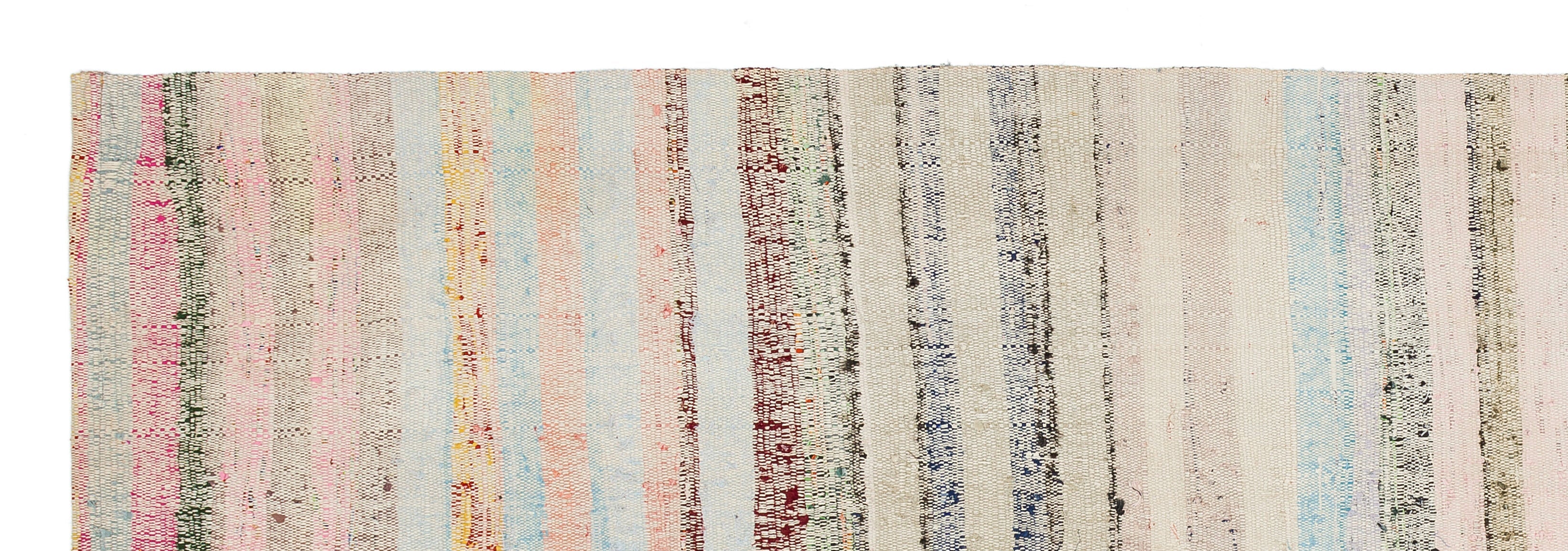 Girit Beige Striped Wool Handmade Area Rug 3'1" x 9'5"
