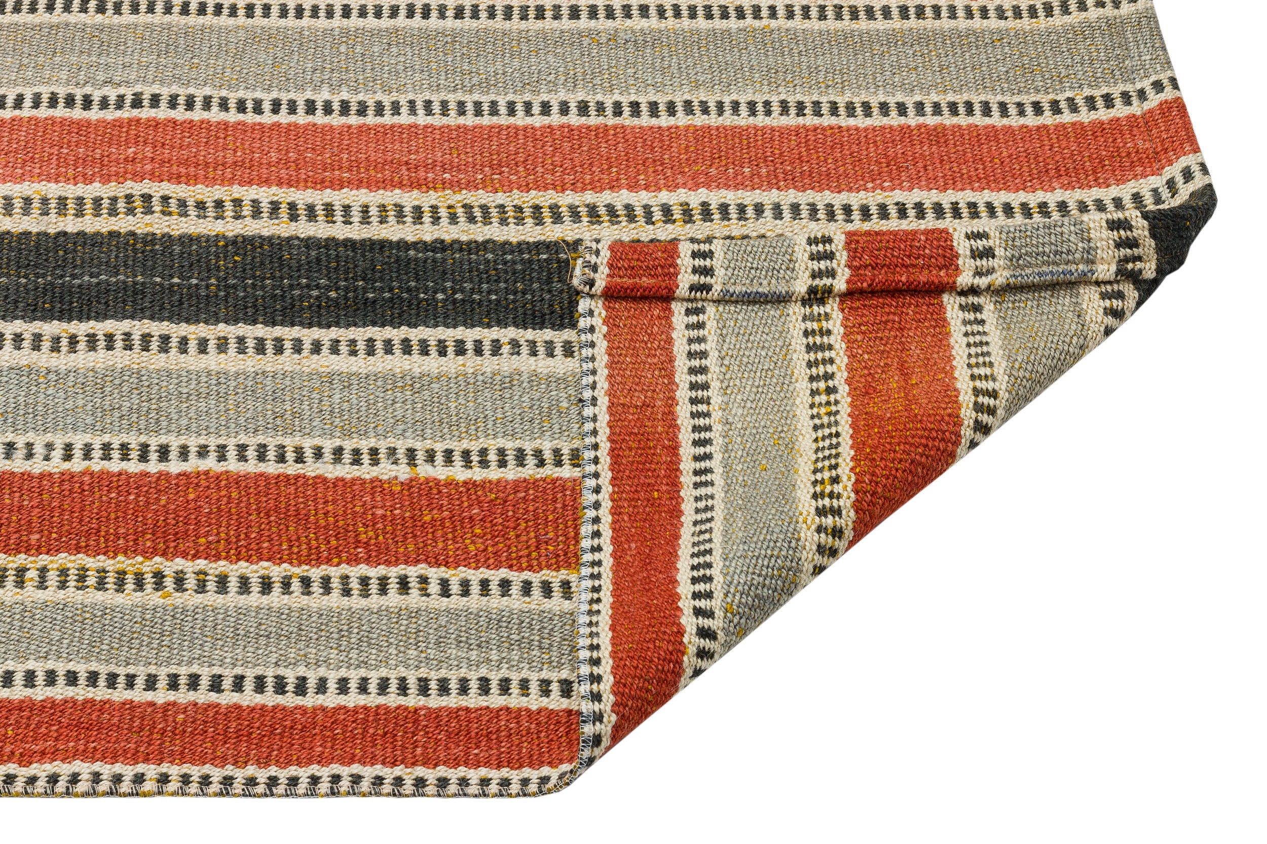 Girit Multy Striped Wool Handmade Area Rug 4'9" x 8'10"