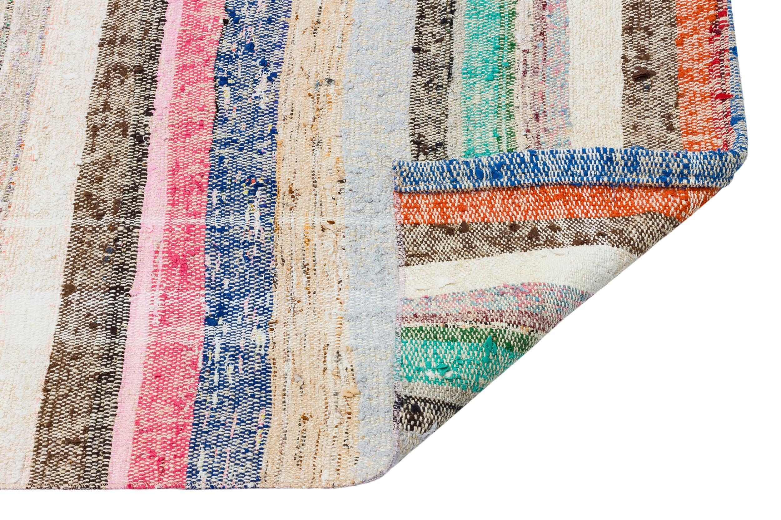 Girit Beige Striped Wool Handmade Area Rug 2'11" x 10'10"