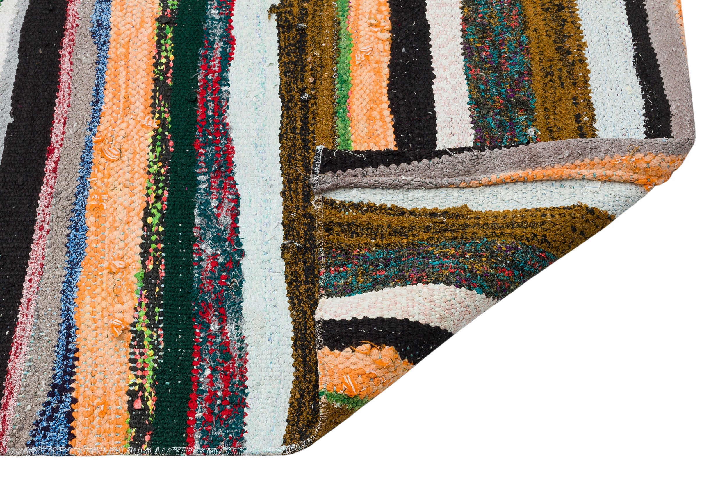 Girit Multy Striped Wool Handmade Area Rug 5'5" x 8'10"