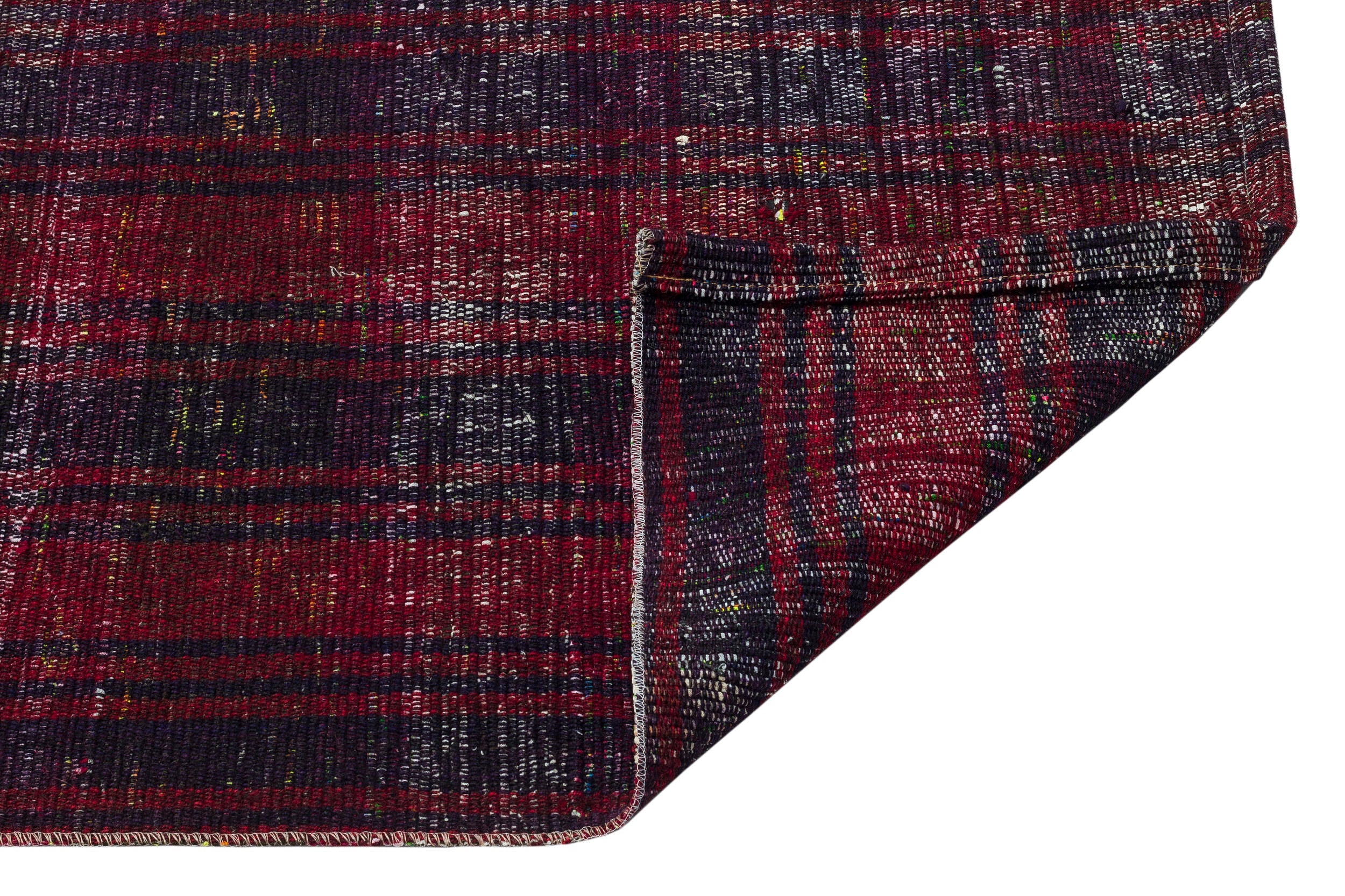 Girit Red Striped Wool Handmade Area Rug 3'1" x 8'11"