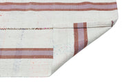 Girit White Striped Wool Handmade Area Rug 4'11" x 7'6"