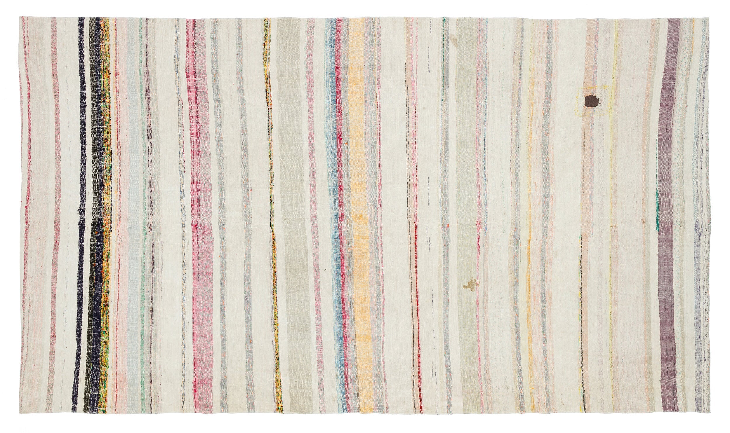 Girit Beige Striped Wool Handmade Area Rug 5'8" x 9'10"