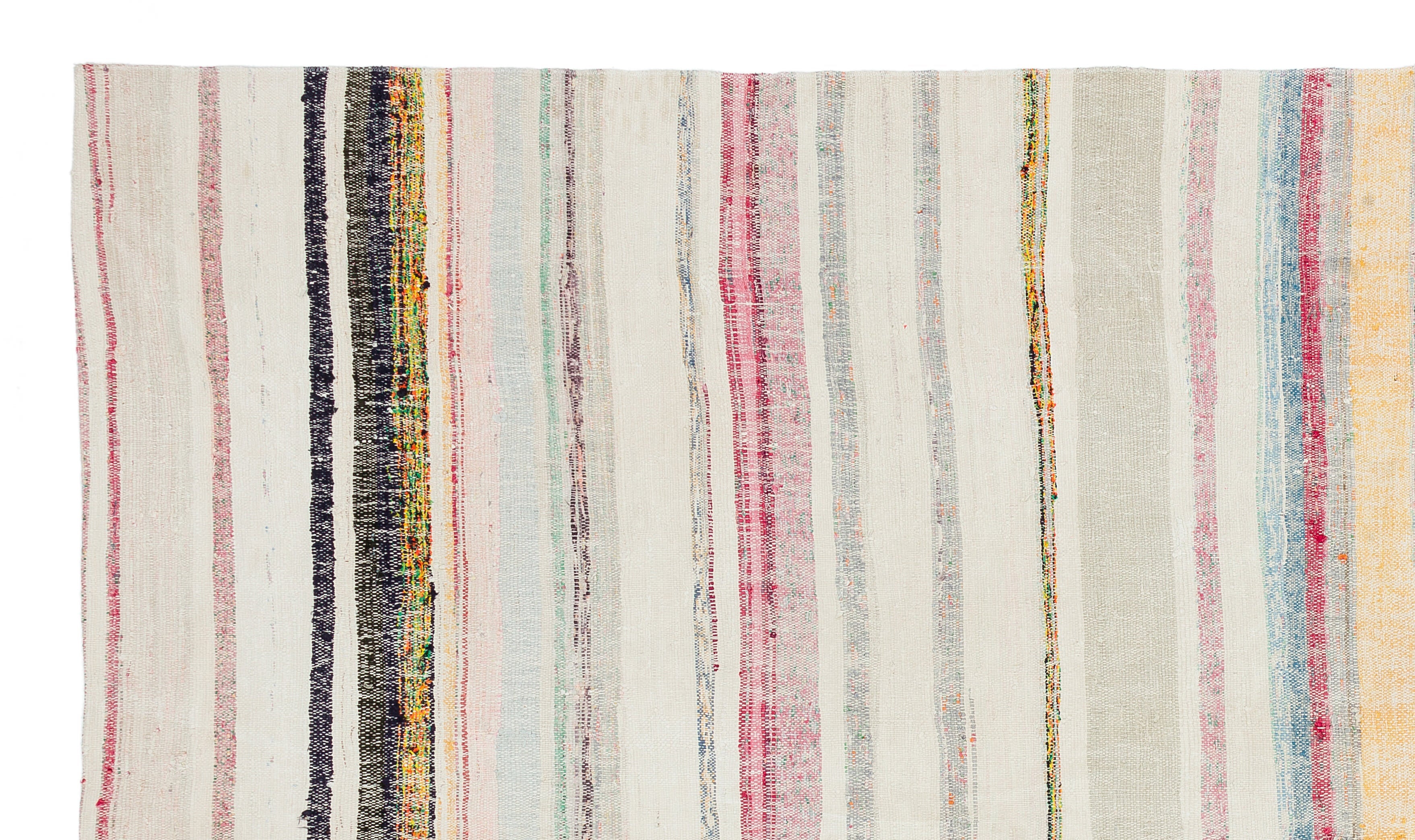 Girit Beige Striped Wool Handmade Area Rug 5'8" x 9'10"