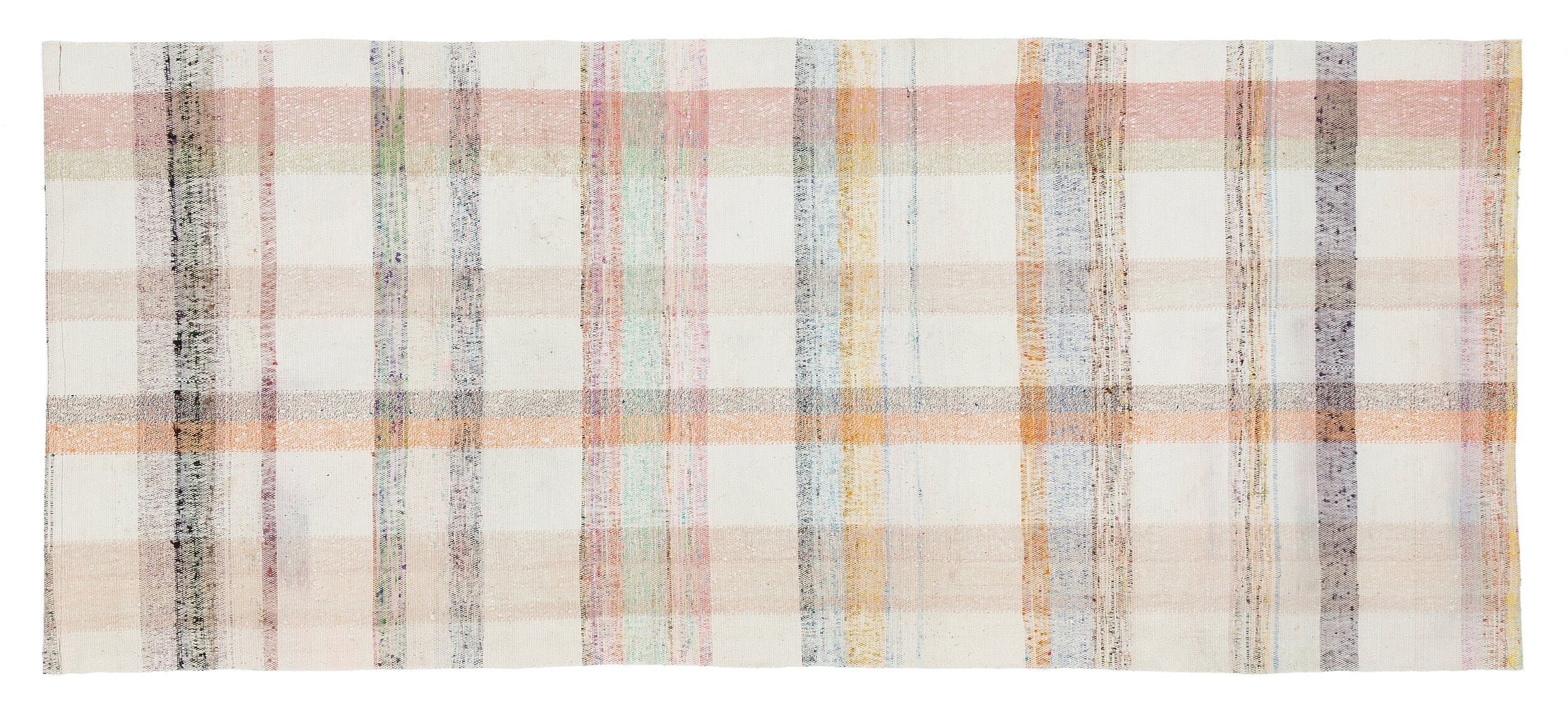 Girit Beige Striped Wool Handmade Area Rug 3'1" x 7'2"