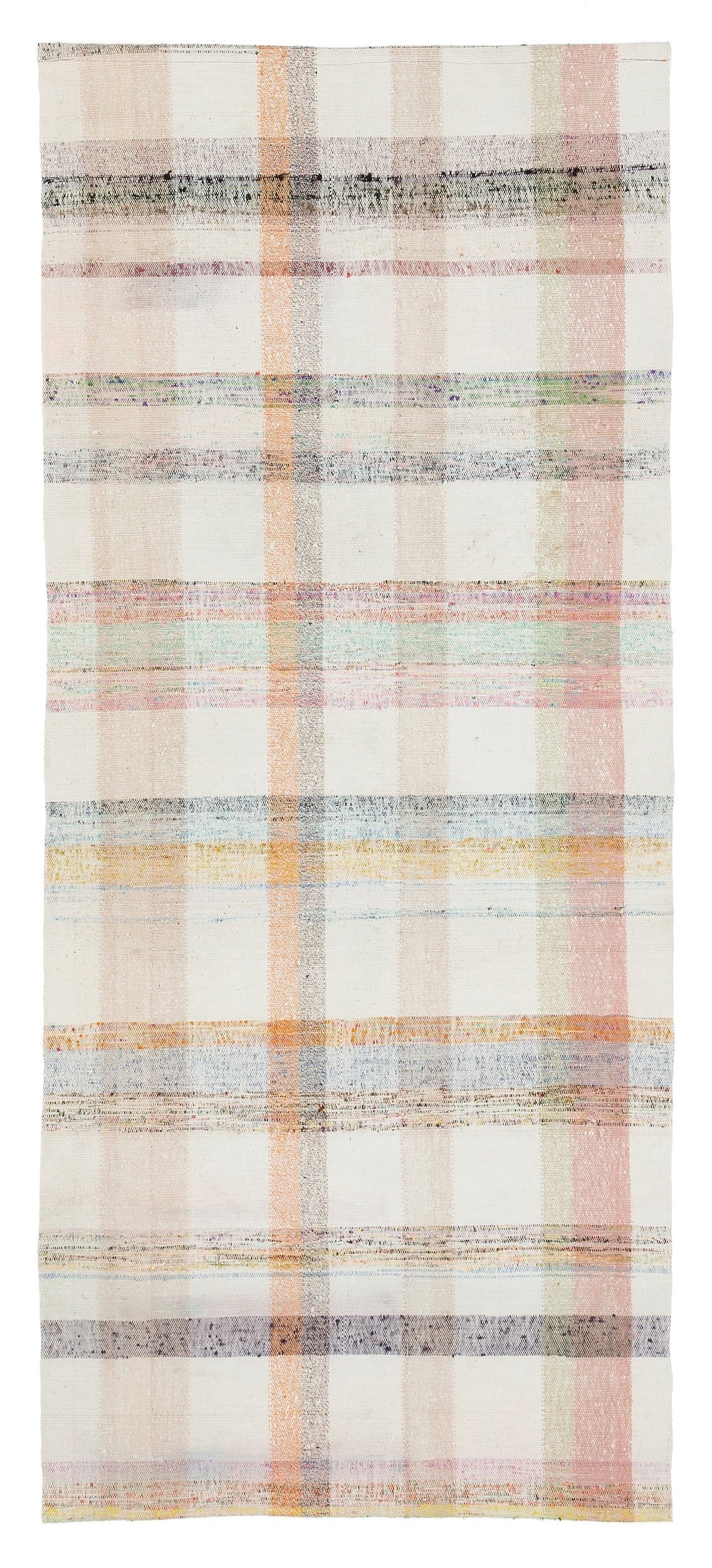 Girit Beige Striped Wool Handmade Area Rug 3'1" x 7'2"