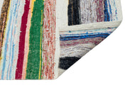 Girit Beige Striped Wool Handmade Area Rug 4'9" x 10'11"