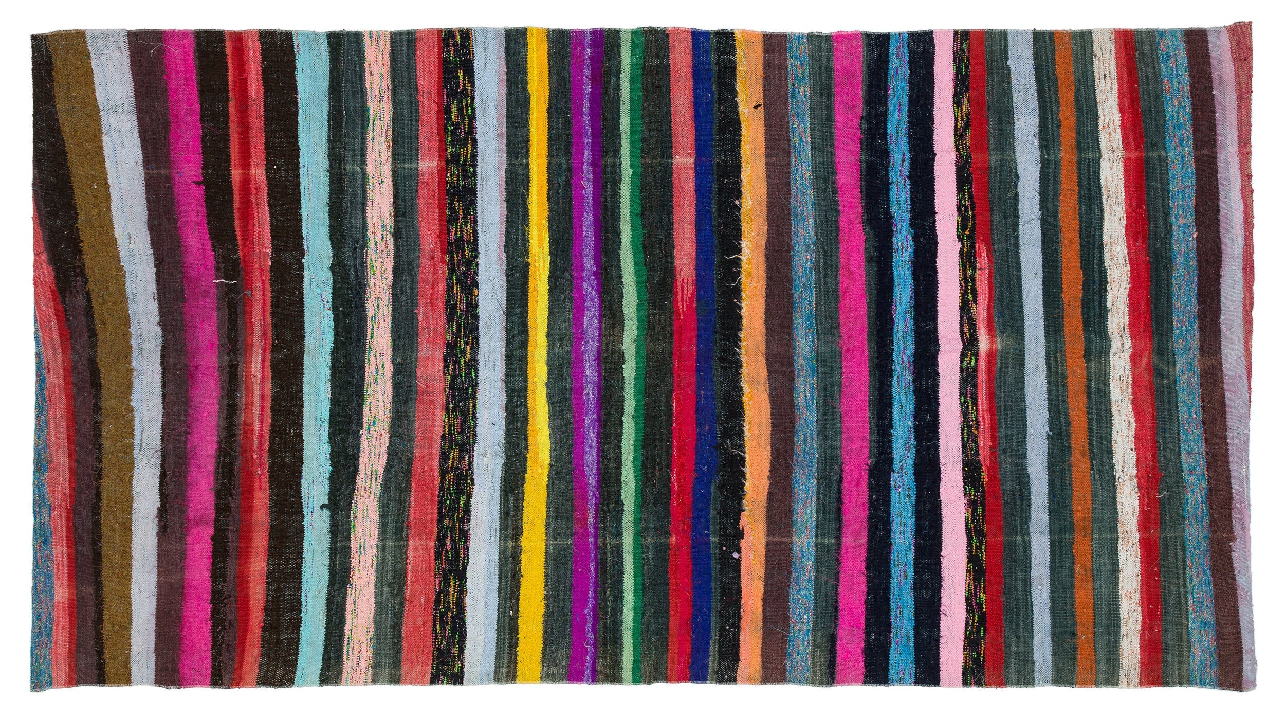 Handmade Wool Rug – Girit Beige Striped Wool Carpet 5'4" x 9'11" Artisan Woven