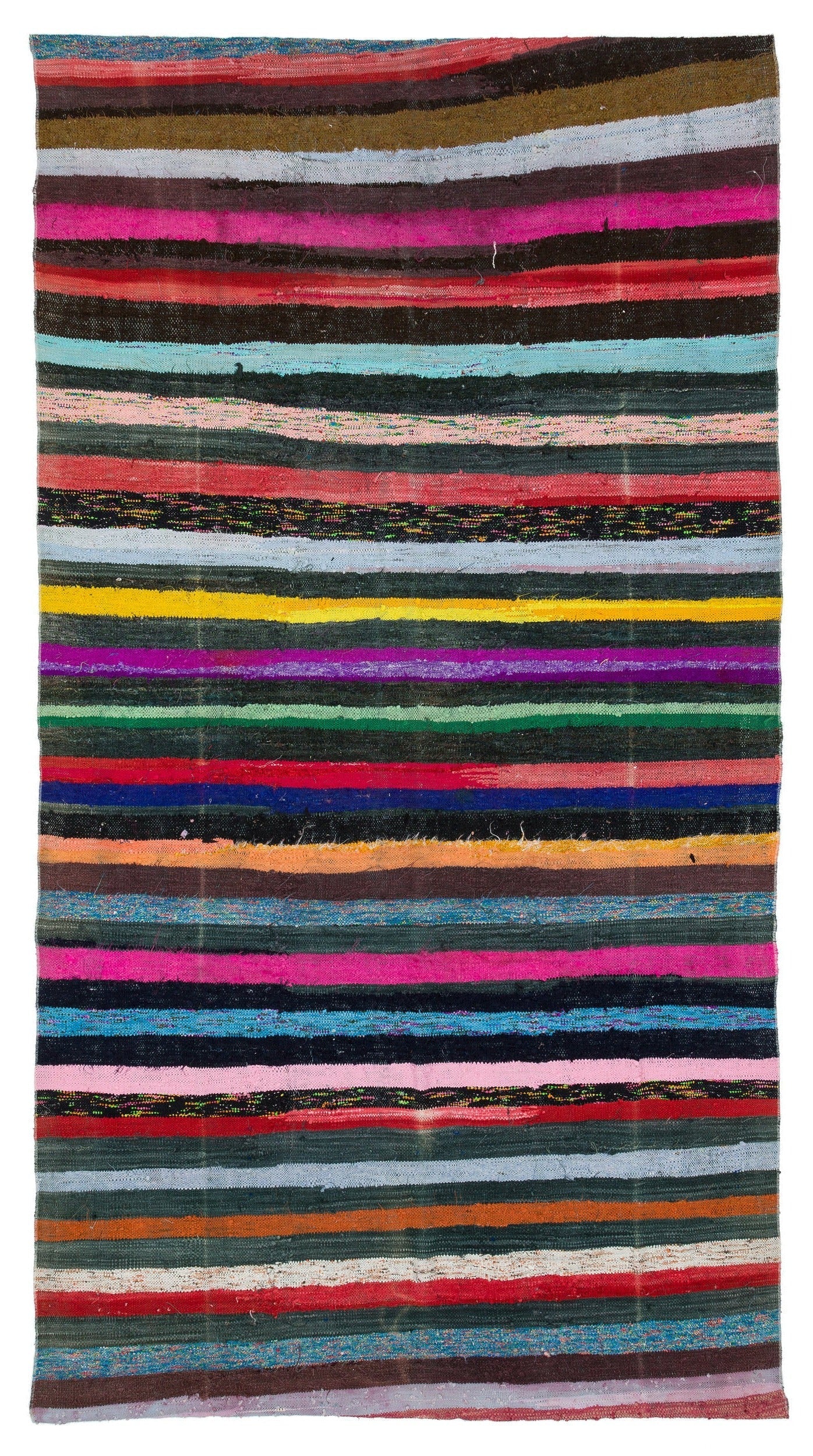 Handmade Wool Rug – Girit Beige Striped Wool Carpet 5'4" x 9'11" Artisan Woven