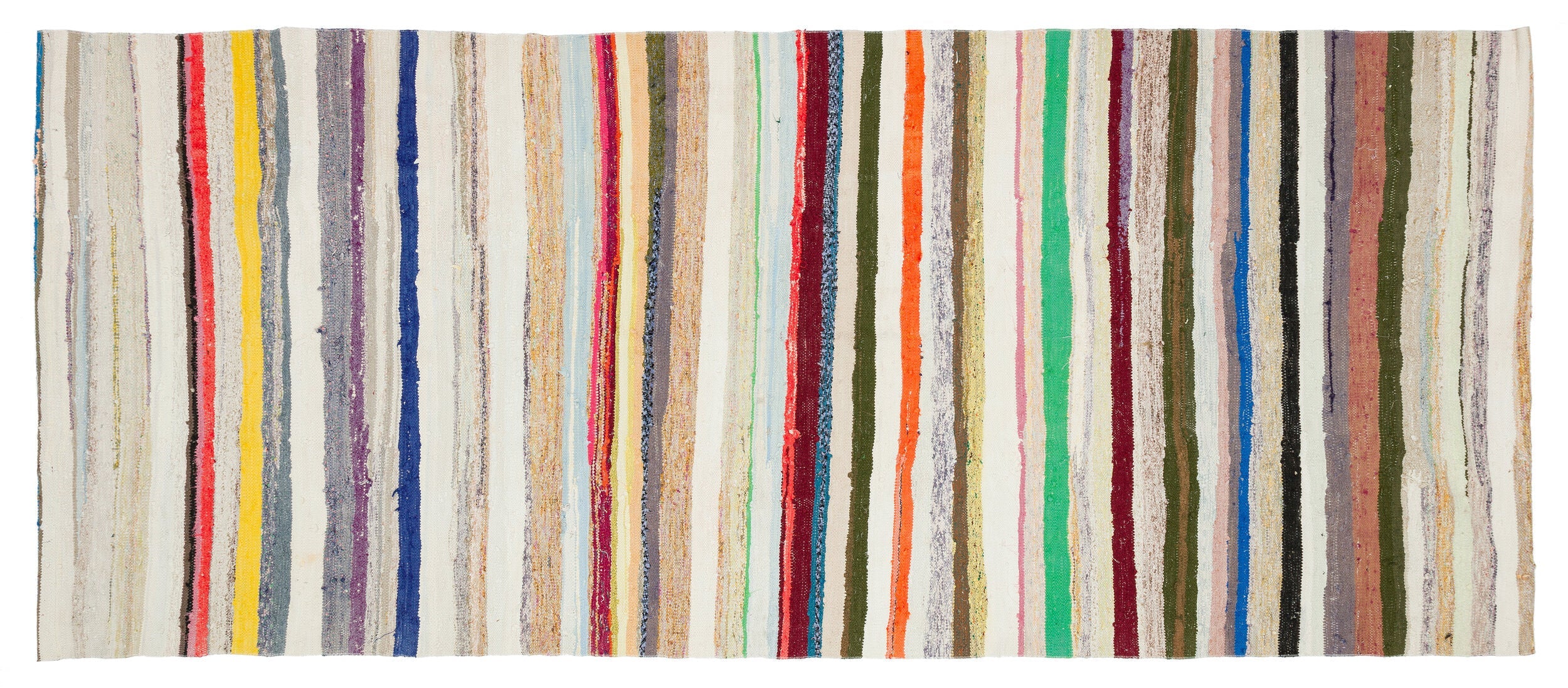 Girit Beige Striped Wool Handmade Area Rug 5'3" x 12'4"
