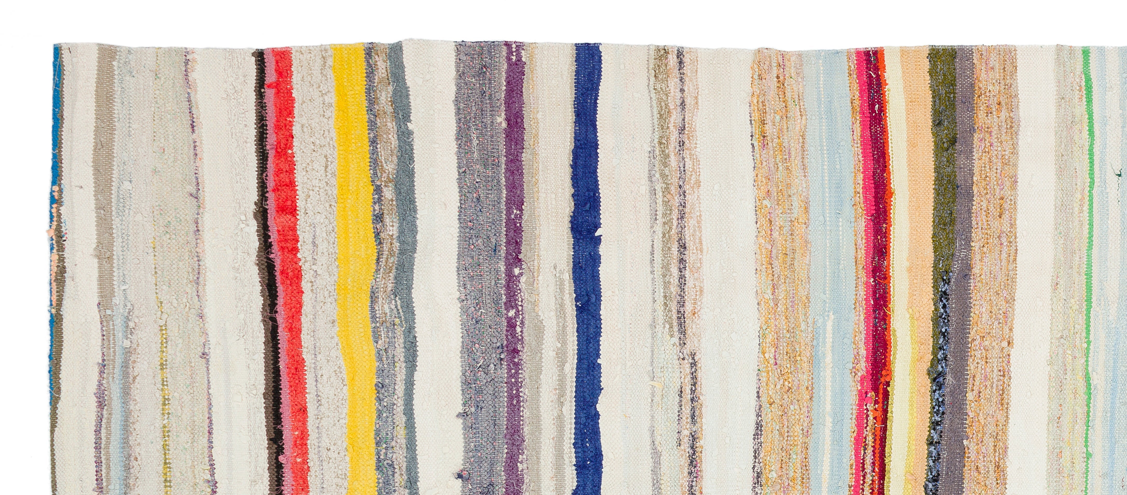 Girit Beige Striped Wool Handmade Area Rug 5'3" x 12'4"